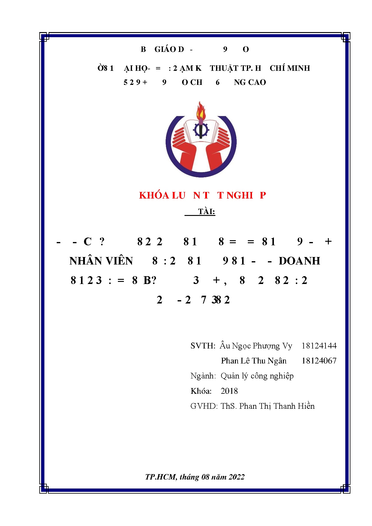 Đồ án tốt nghiệp - Các yếu tố ảnh hưởng đến sự sáng tạo của nhân viên văn phòng trong CDNSXTĐBTPHCM