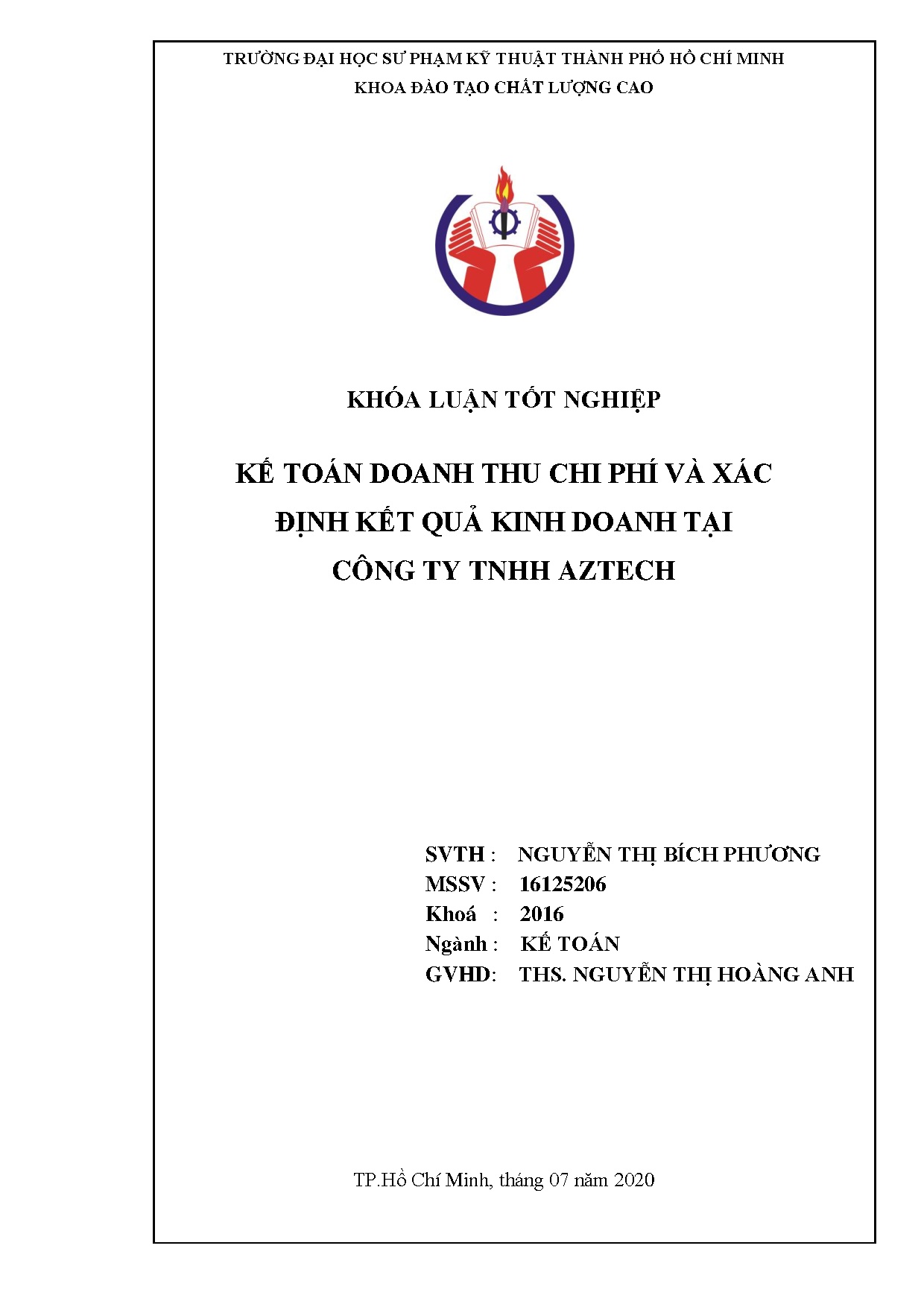Đồ án tốt nghiệp - Kế toán doanh thu, chi phí và xác định kết quả kinh doanh tại Công ty TNHH Aztech