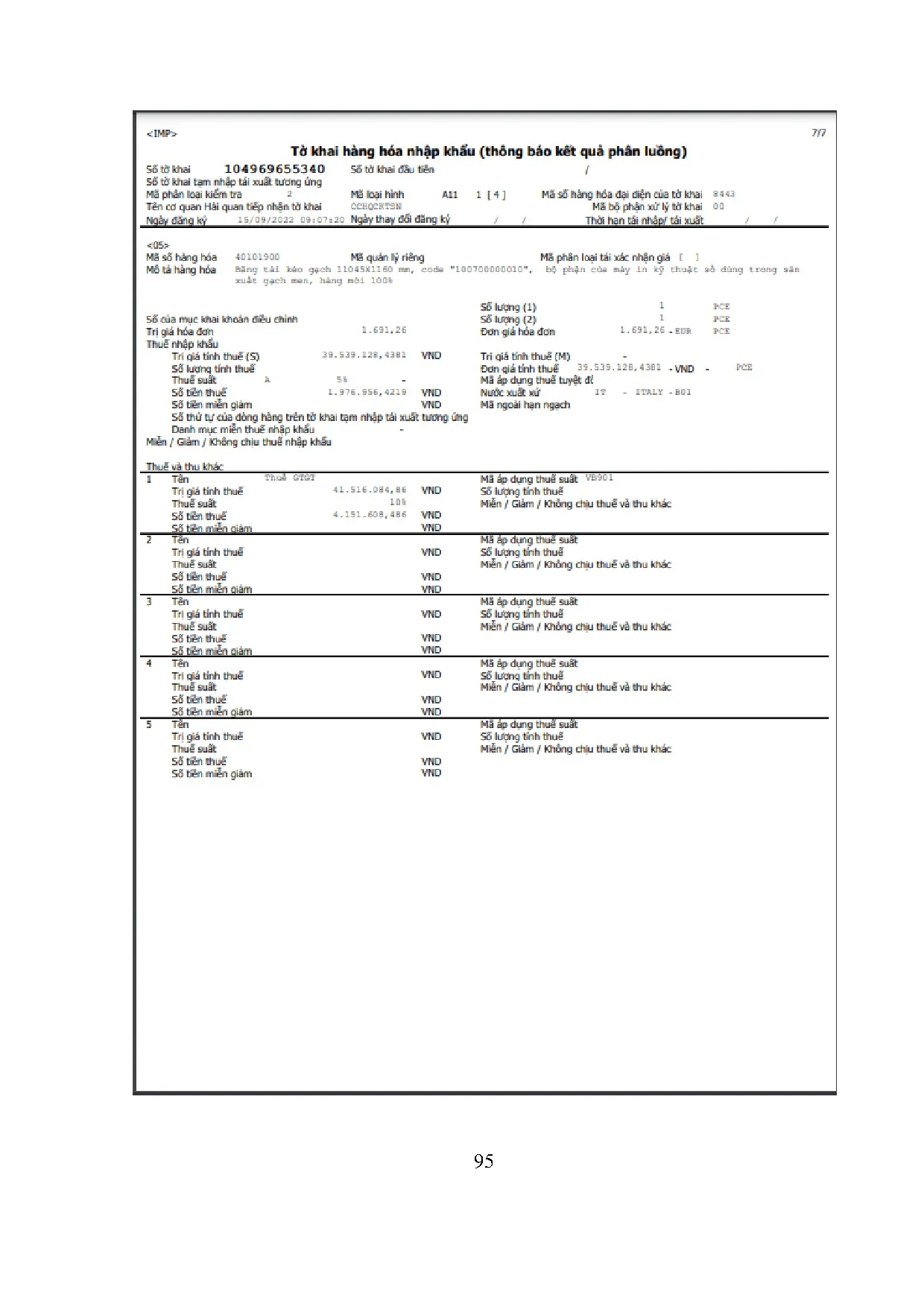 Đồ án tốt nghiệp - Hoàn thiện hoạt động kinh doanh dịch vụ giao nhận hàng nhập khẩu đường HKTCTTĐBL - Trang 105