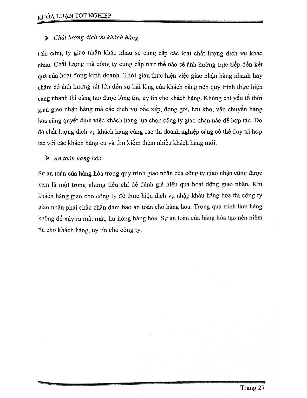 Đồ án tốt nghiệp - Nâng cao hiệu quả hoạt động dịch vụ giao nhận hàng nhập khẩu bằng đường HKTCTMSL - Trang 37