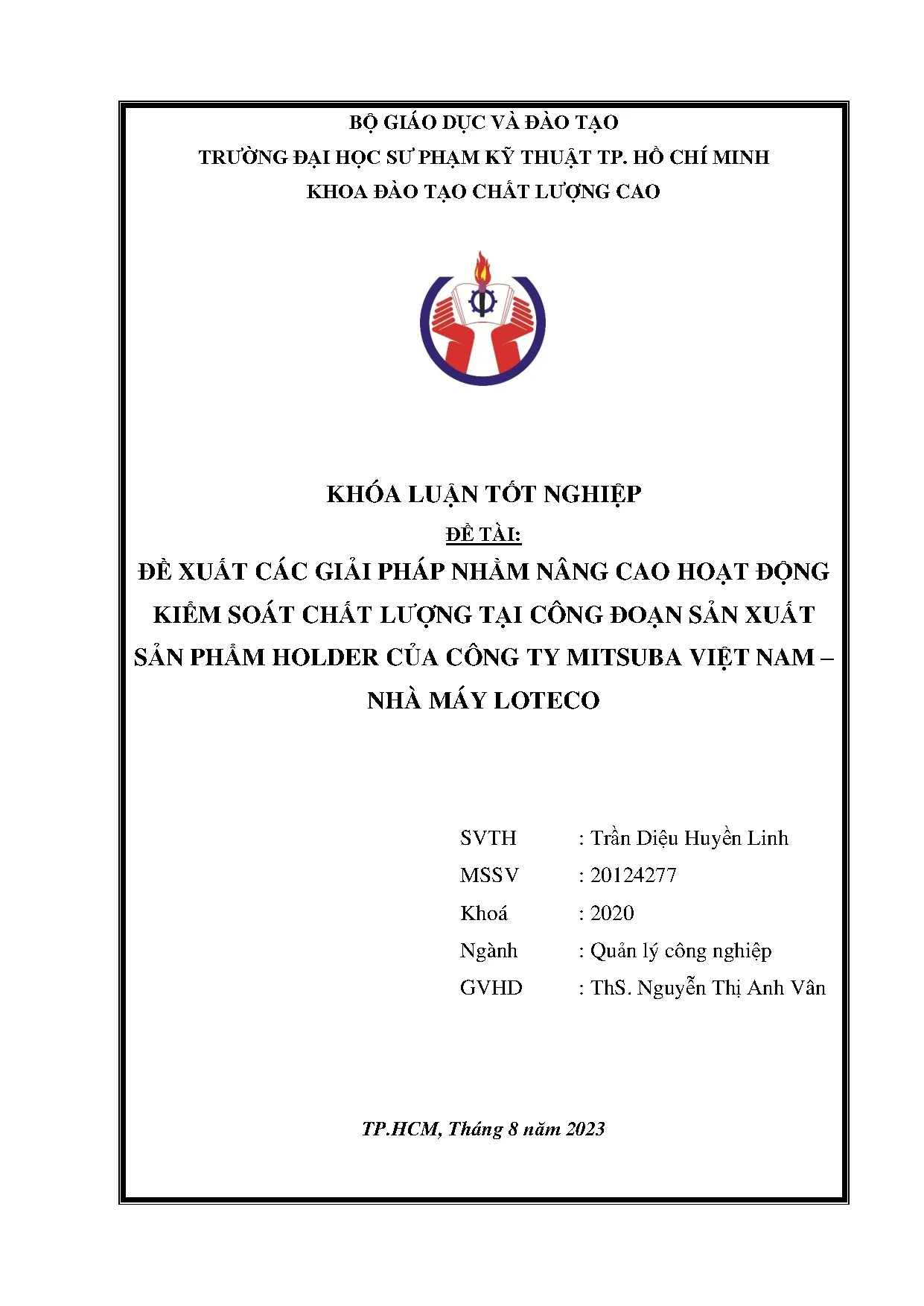 Đồ án tốt nghiệp - Đề xuất các giải pháp nhằm nâng cao hoạt động kiểm soát CLTCĐSXSPHCCTMVN - NML