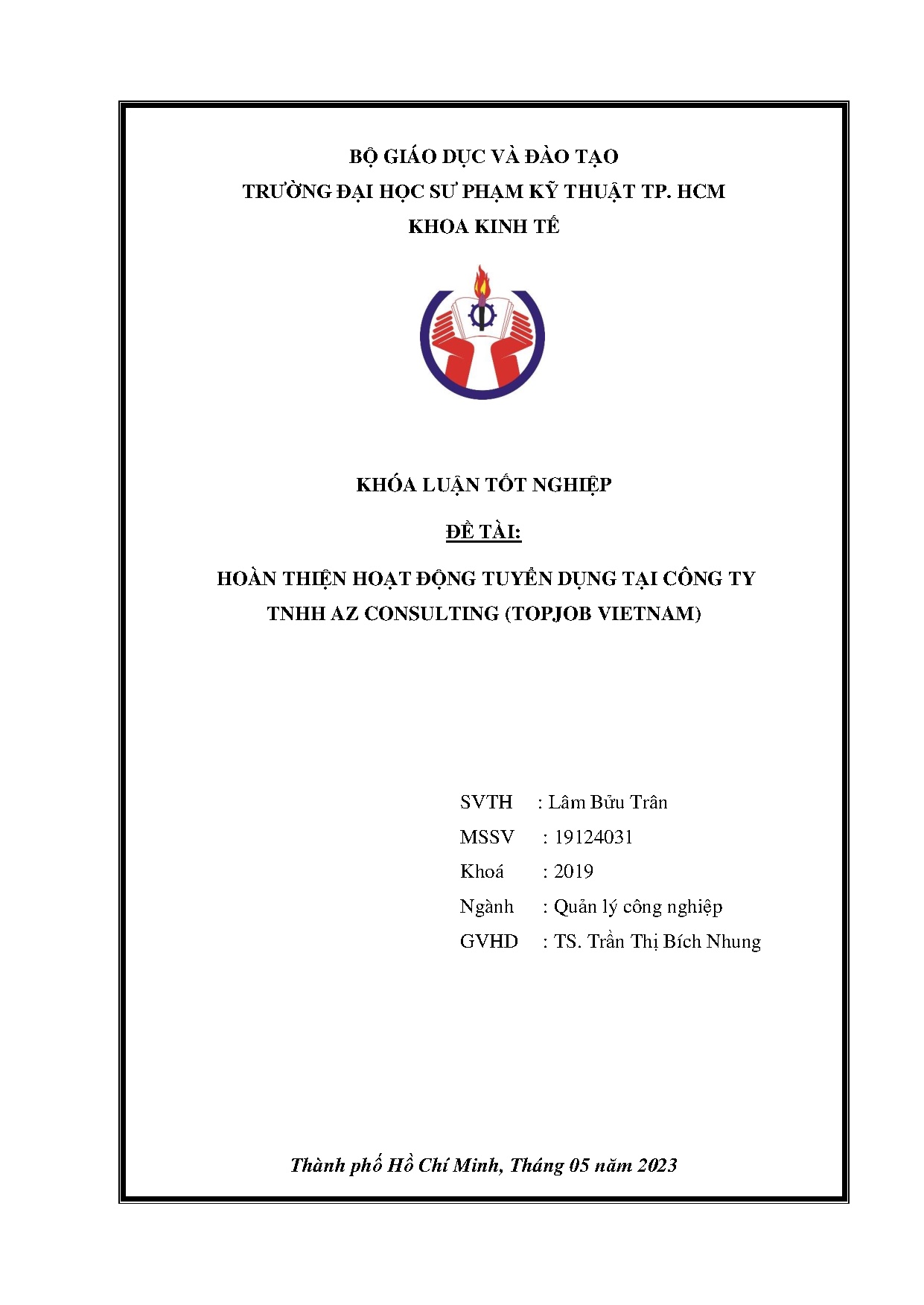 Đồ án tốt nghiệp - Hoàn thiện hoạt động tuyển dụng tại Công ty TNHH AZ consulting (Topjob Vietnam)
