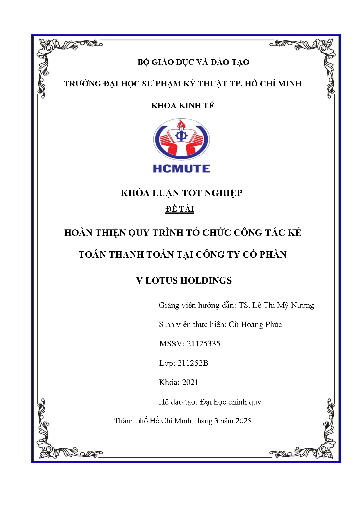 Đồ án tốt nghiệp - Hoàn thiện quy trình tổ chức công tác kế toán thanh toán tại Công ty cổ phần VLH