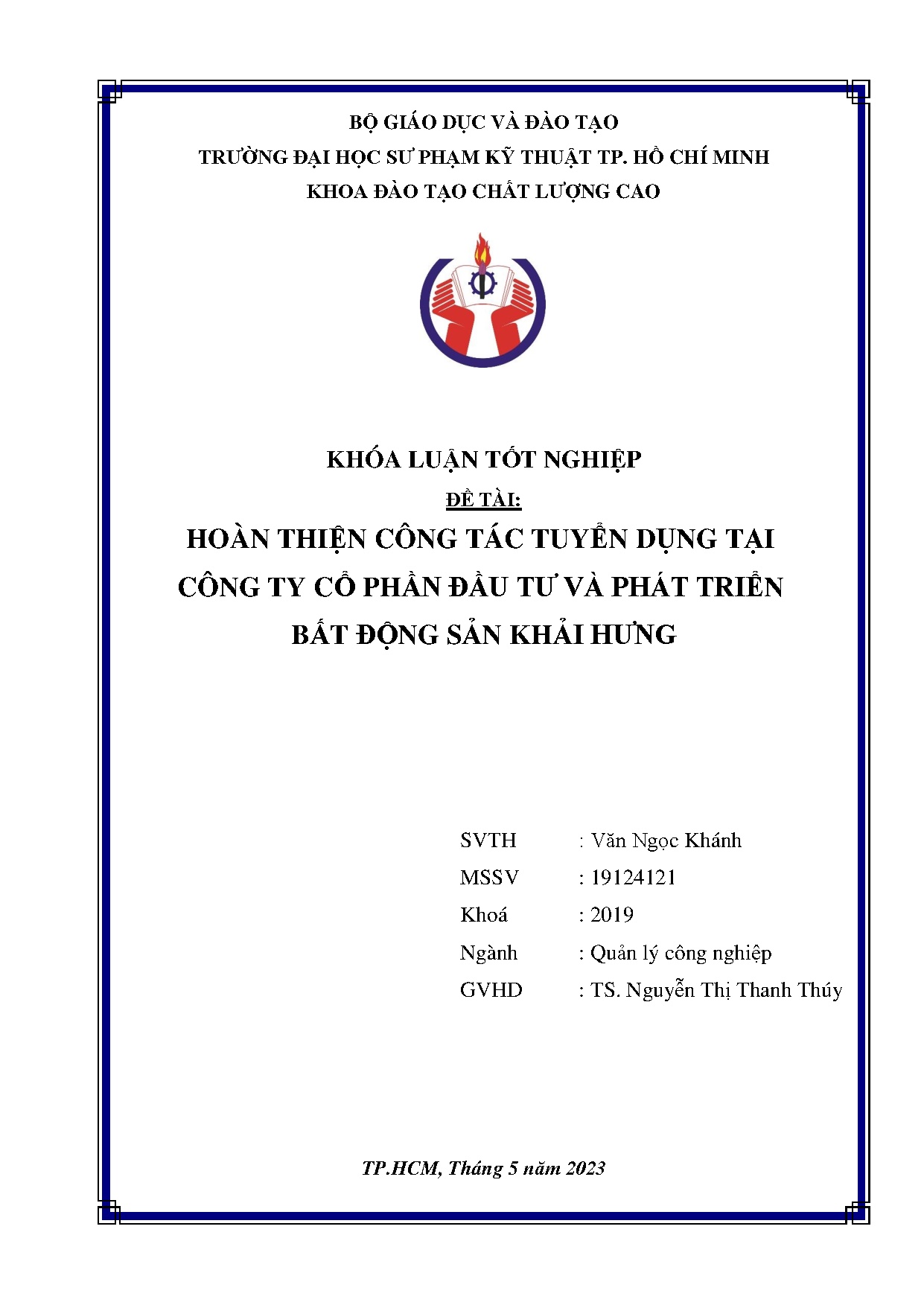 Đồ án tốt nghiệp - Hoàn thiện công tác tuyển dụng tại Công ty cổ phần đầu tư và phát triển bất ĐSKH