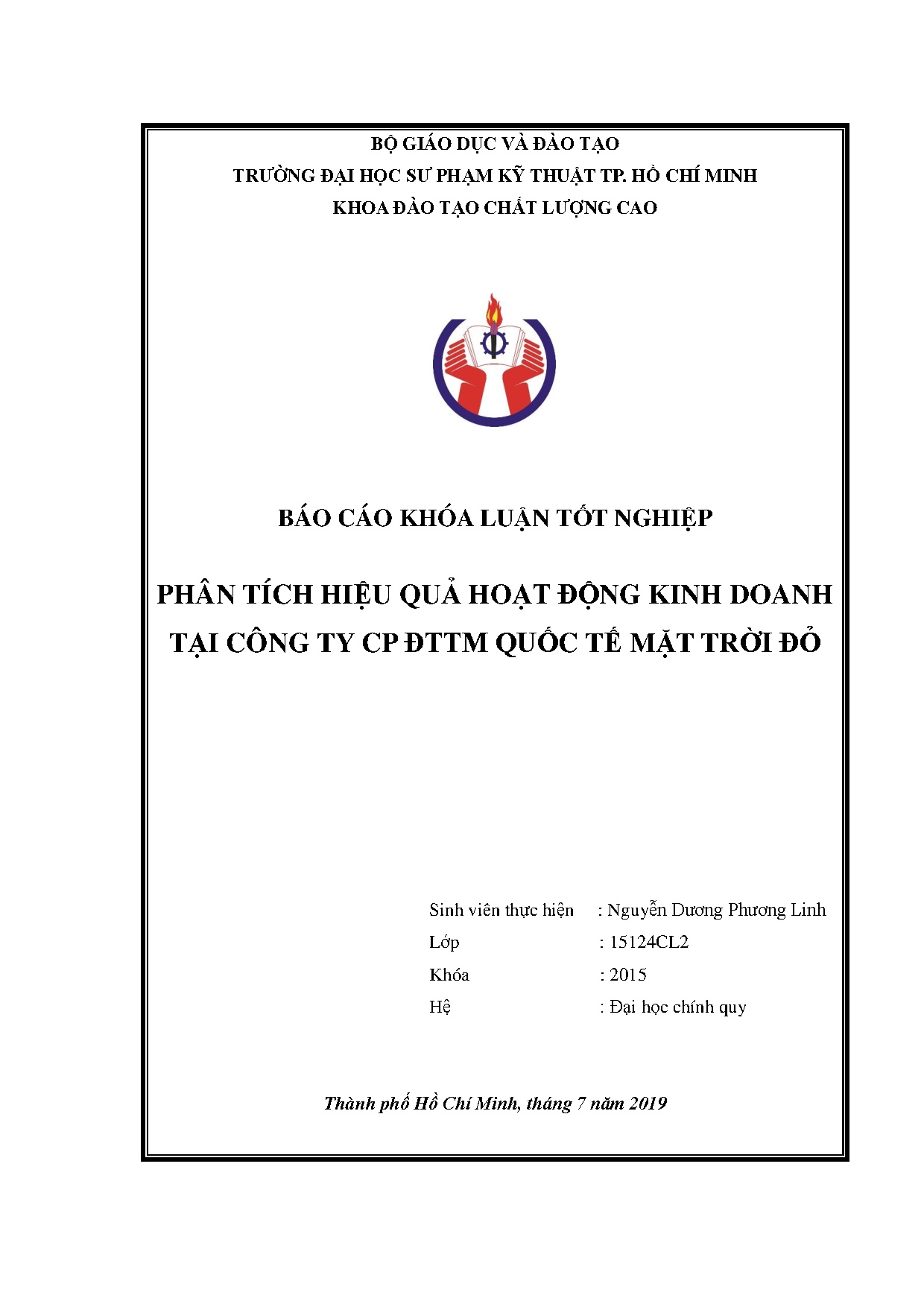 Đồ án tốt nghiệp - Phân tích hiệu quả hoạt động kinh doanh tại công ty CP ĐTTM quốc tế Mặt Trời Đỏ