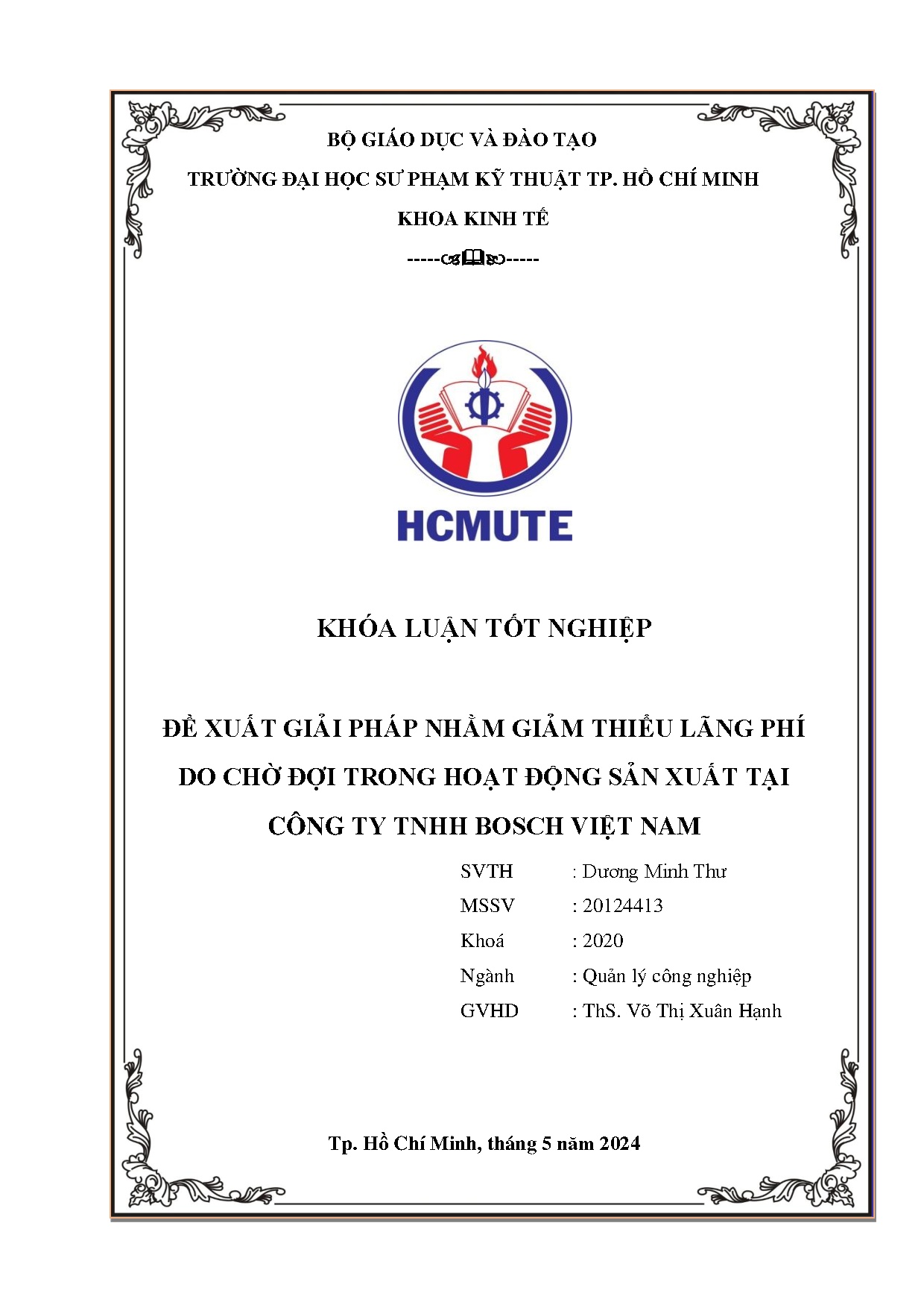 Đồ án tốt nghiệp - Đề xuất giải pháp nhằm giảm thiểu lãng phí do chờ đợi trong hoạt động SXTCTTBVN