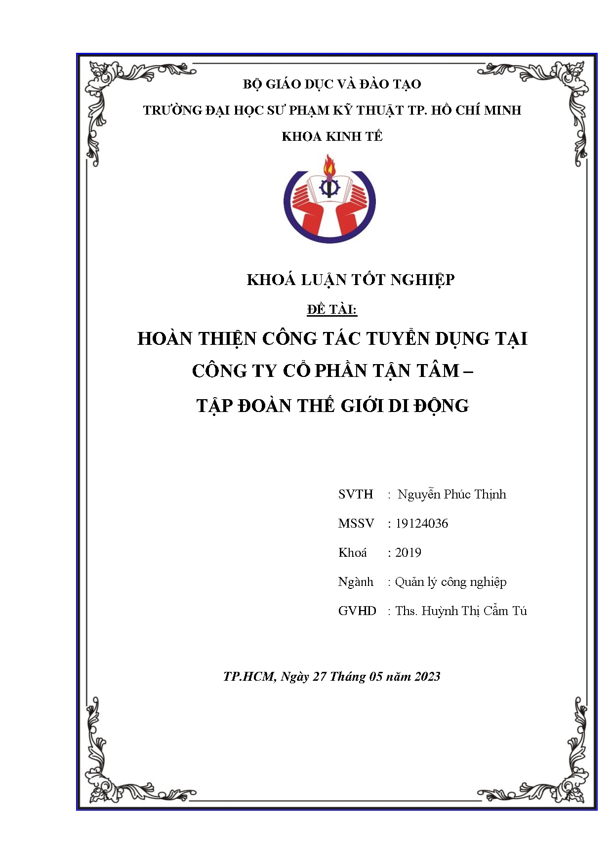 Đồ án tốt nghiệp - Hoàn thiện công tác tuyển dụng tại Công ty cổ phần Tận Tâm - Tập đoàn Thế giới DĐ