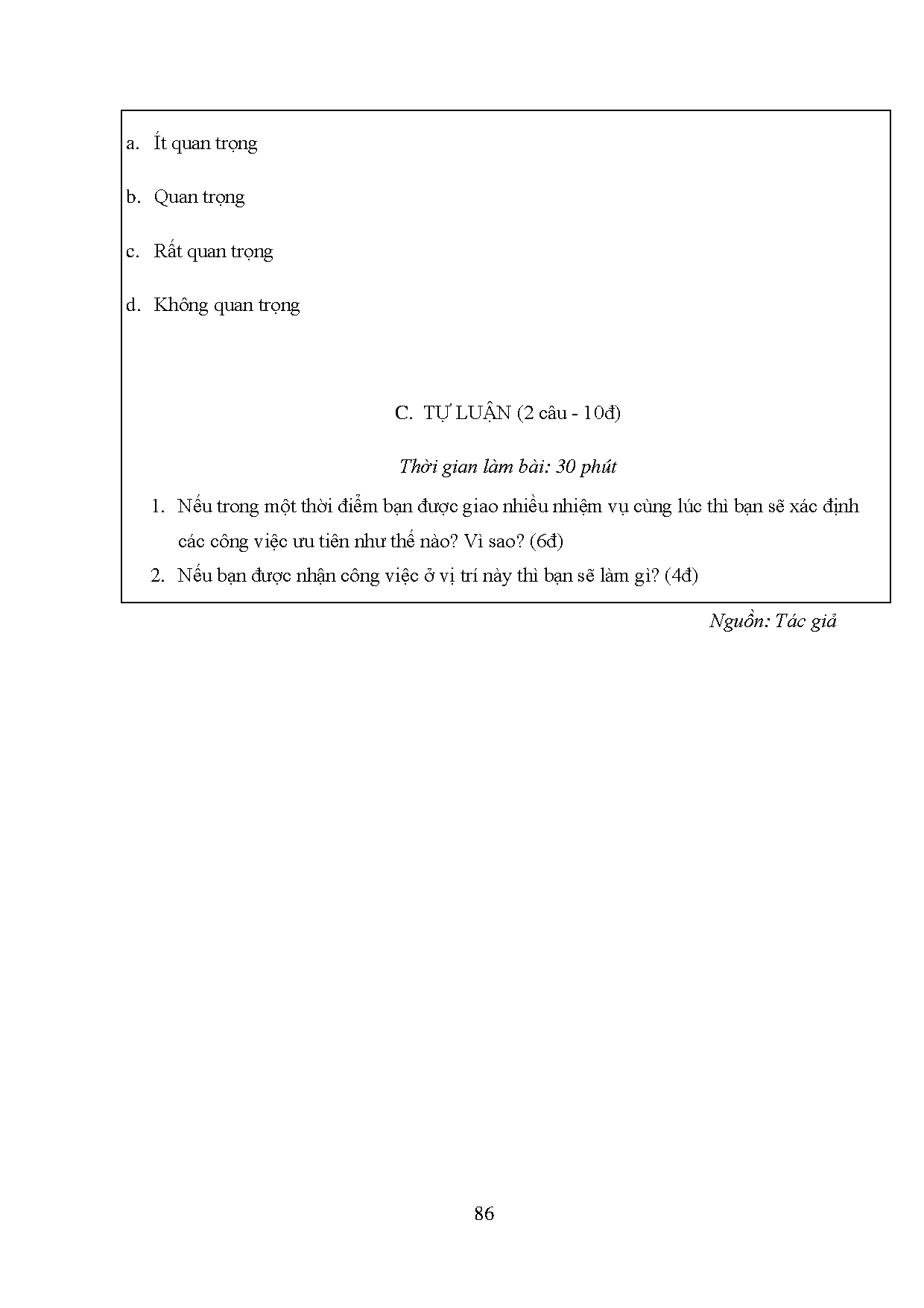 Đồ án tốt nghiệp - Hoàn thiện công tác tuyển dụng tại Công ty cổ phần Tận Tâm - Tập đoàn Thế giới DĐ - Trang 97