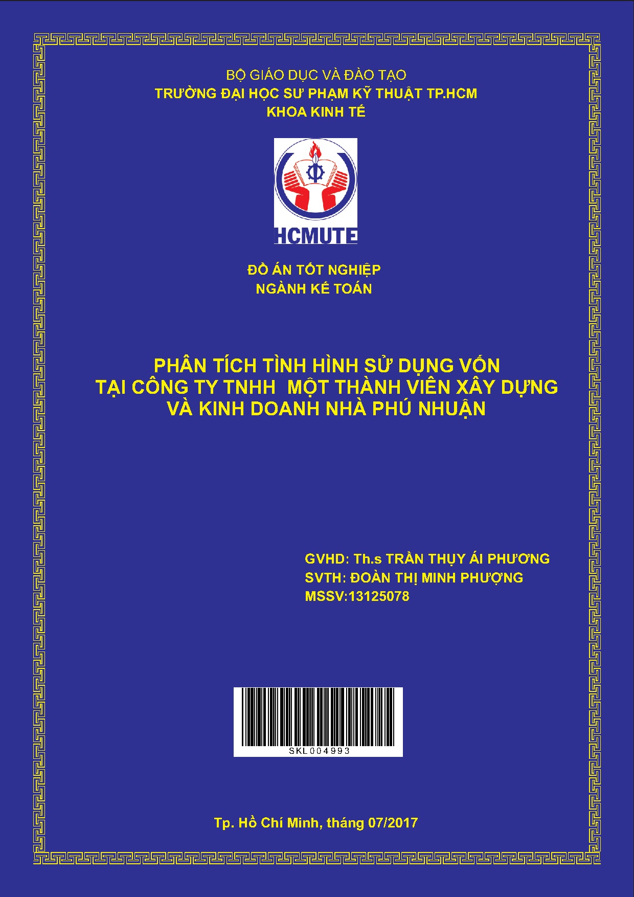 Đồ án tốt nghiệp - Phân tích tình hình sử dụng vốn tại Công ty TNHH Một thành viên Xây dựng và KDNPN