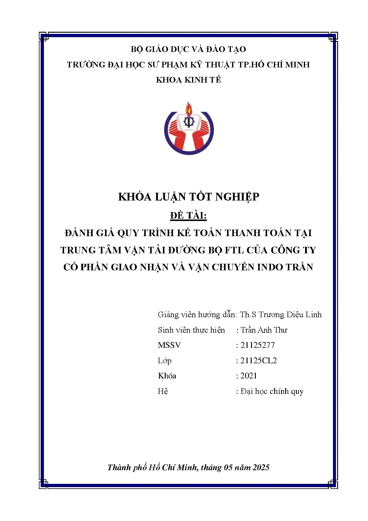 Đồ án tốt nghiệp - Đánh giá quy trình kế toán thanh toán tại Trung tâm Vận tải Đường BFCCTCPGNVVCIT - Trang 2