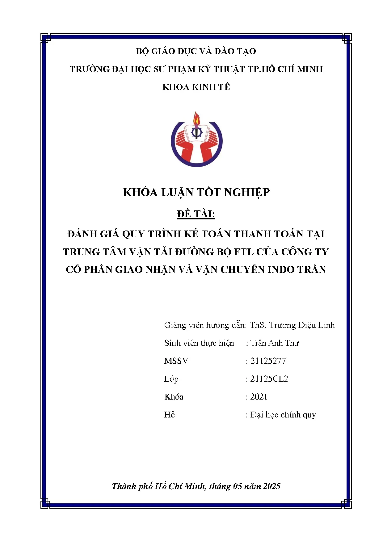Đồ án tốt nghiệp - Đánh giá quy trình kế toán thanh toán tại Trung tâm Vận tải Đường BFCCTCPGNVVCIT - Trang 3