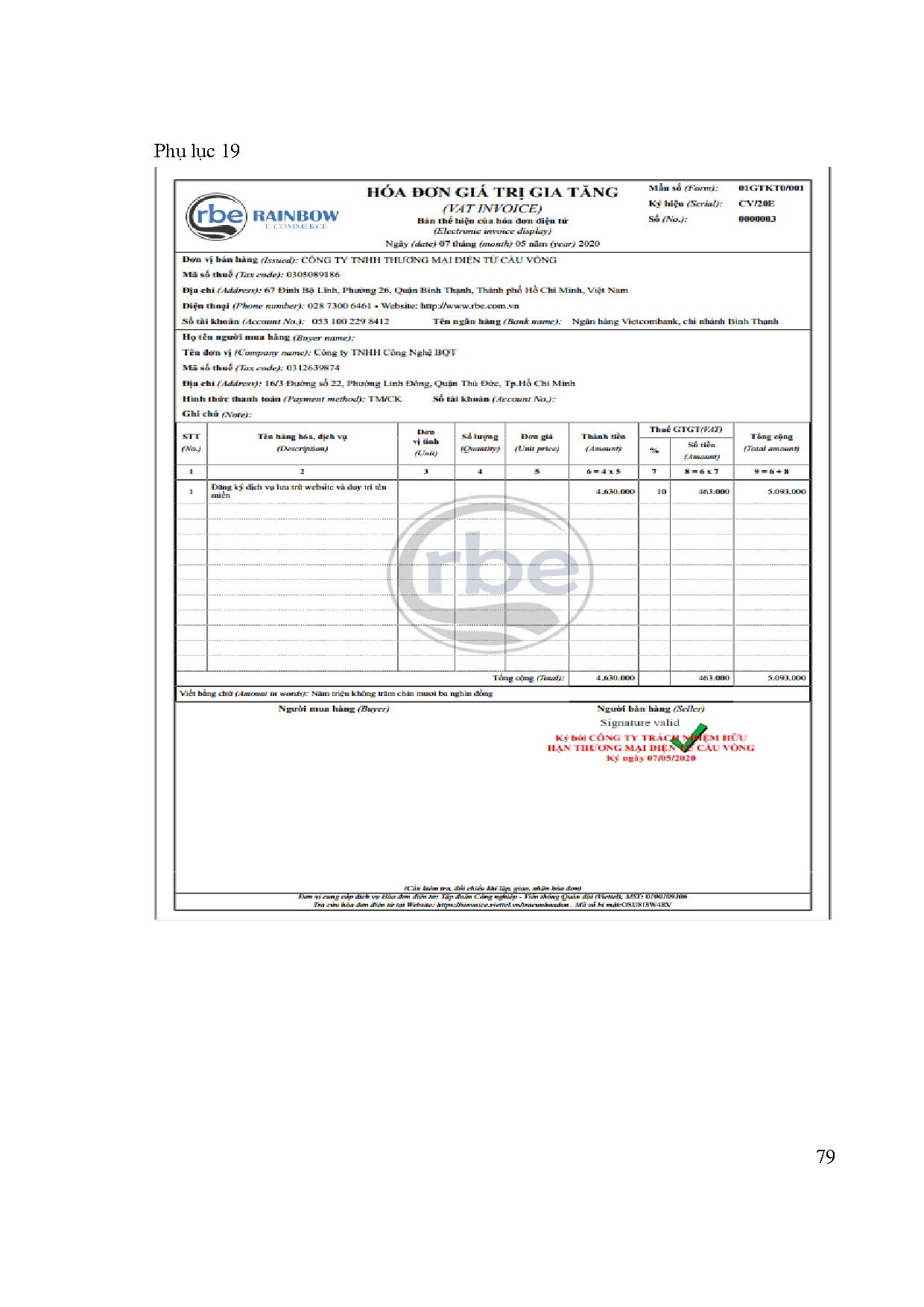 Đồ án tốt nghiệp - Kế toán xác định kết quả hoạt động kinh doanh tại Công ty TNHH Công nghệ BQT - Trang 96