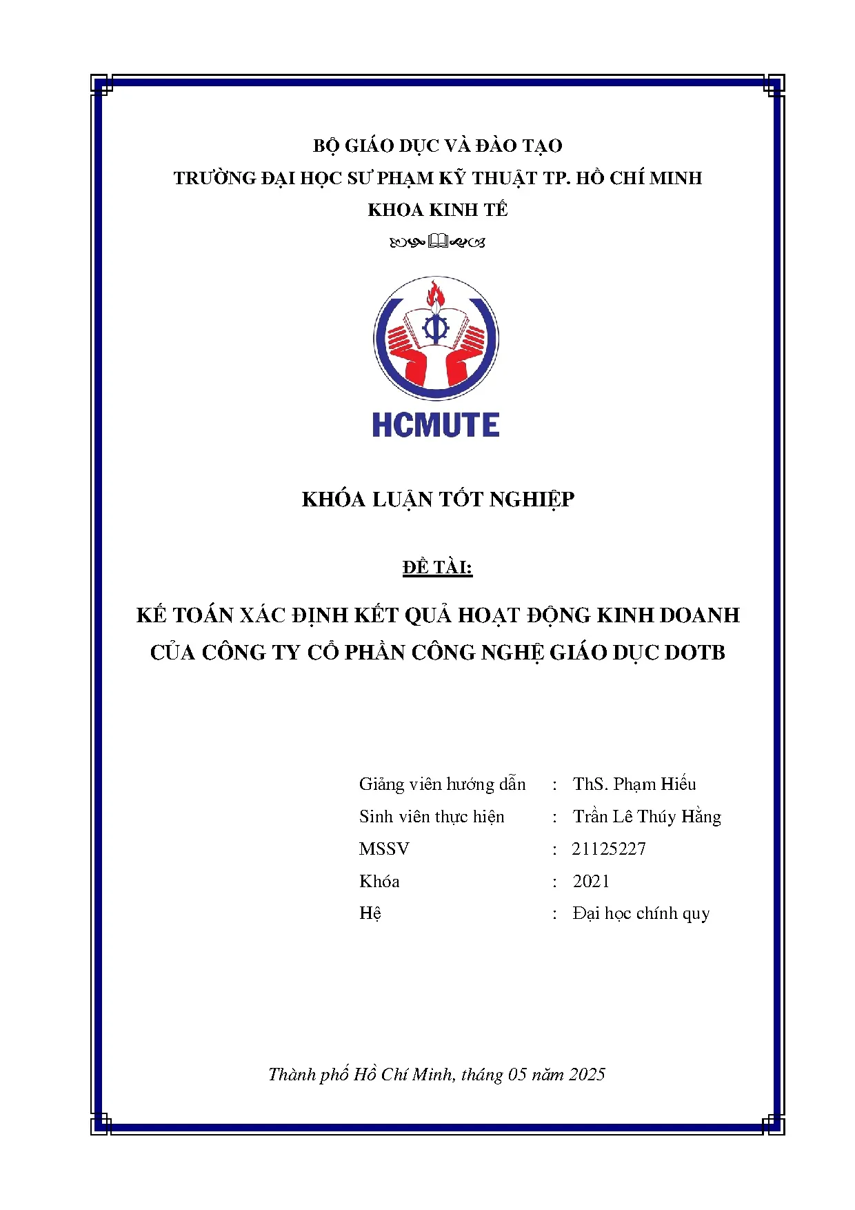 Đồ án tốt nghiệp - Kế toán xác định kết quả hoạt động kinh doanh của công ty cổ phần công nghệ GDD