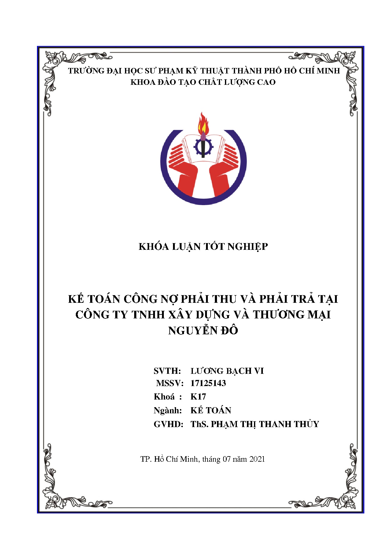 Đồ án tốt nghiệp - Kế toán công nợ phải thu và phải trả tại Công ty TNHH Xây dựng và Thương mại NĐ