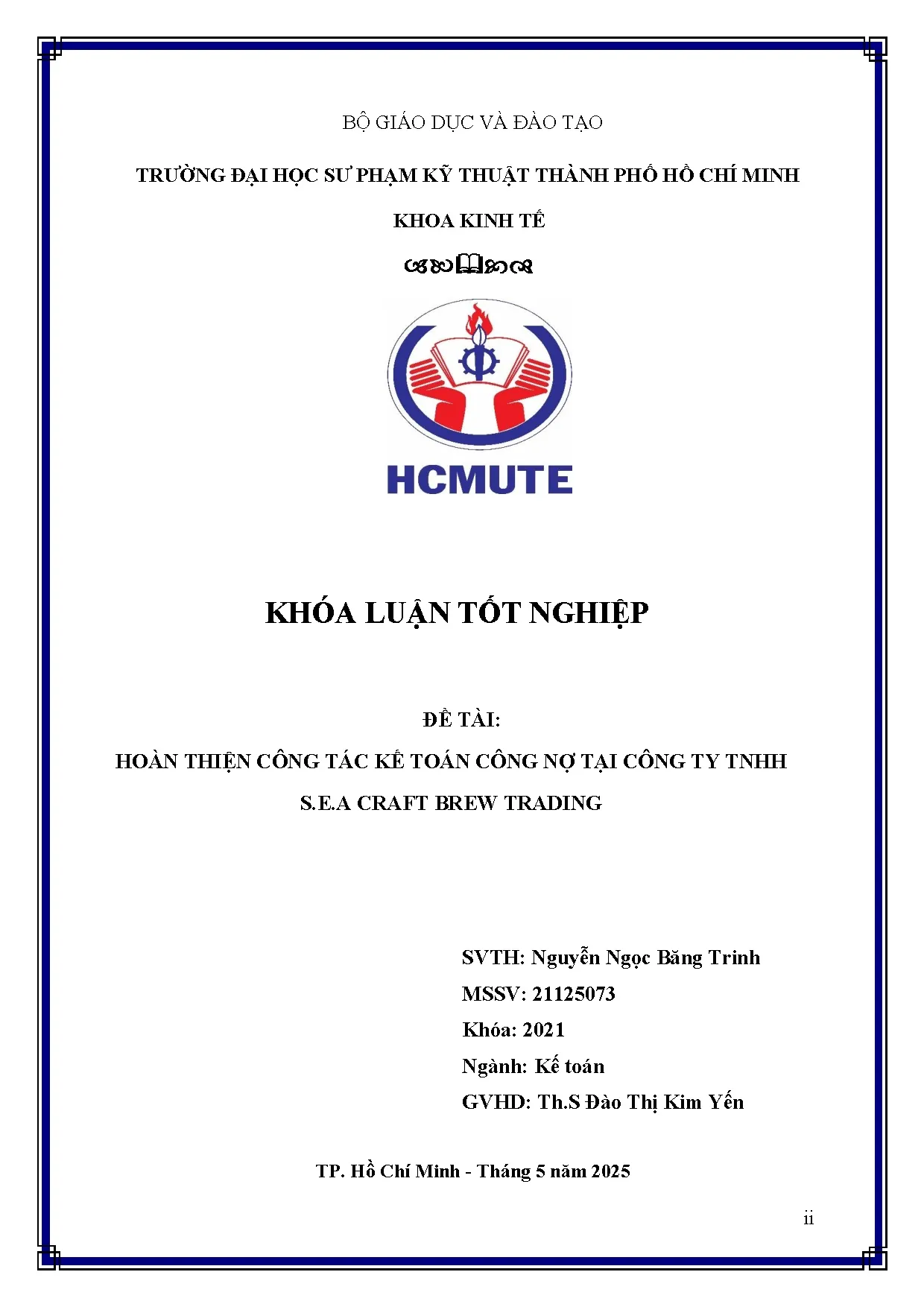 Đồ án tốt nghiệp - Hoàn thiện công tác kế toán công nợ tại Công ty TNHH S.E.A Craft Brew Trading - Trang 2