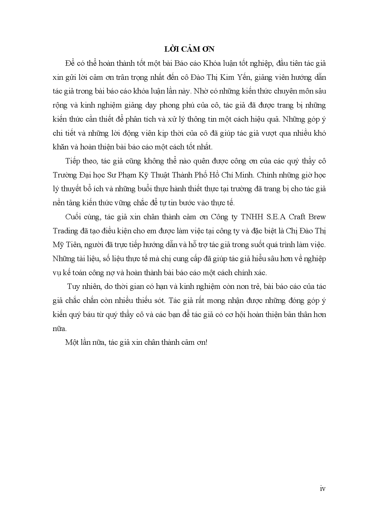 Đồ án tốt nghiệp - Hoàn thiện công tác kế toán công nợ tại Công ty TNHH S.E.A Craft Brew Trading - Trang 4