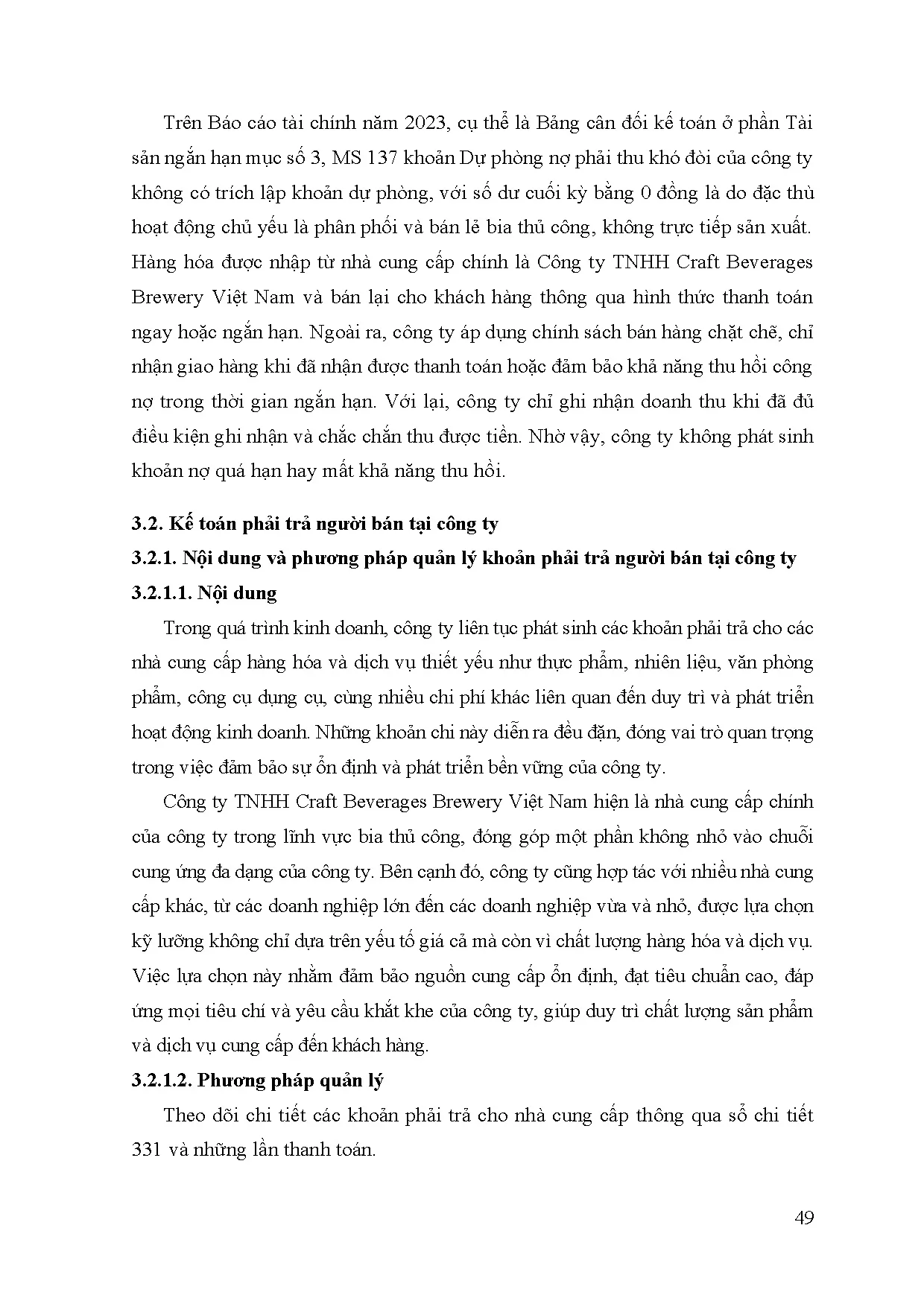 Đồ án tốt nghiệp - Hoàn thiện công tác kế toán công nợ tại Công ty TNHH S.E.A Craft Brew Trading - Trang 61