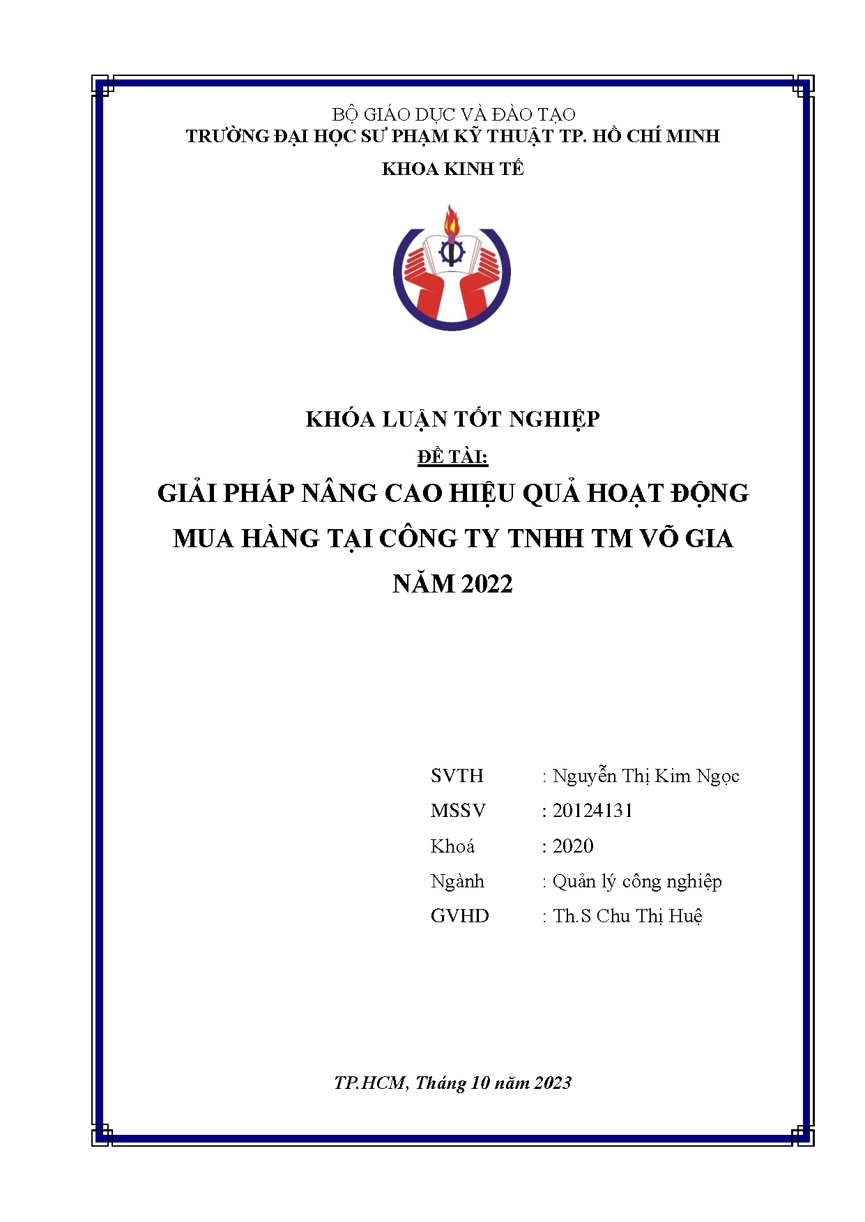 Đồ án tốt nghiệp - Giải pháp nâng cao hiệu quả hoạt động mua hàng tại Công ty TNHH TM Võ Gia năm 2