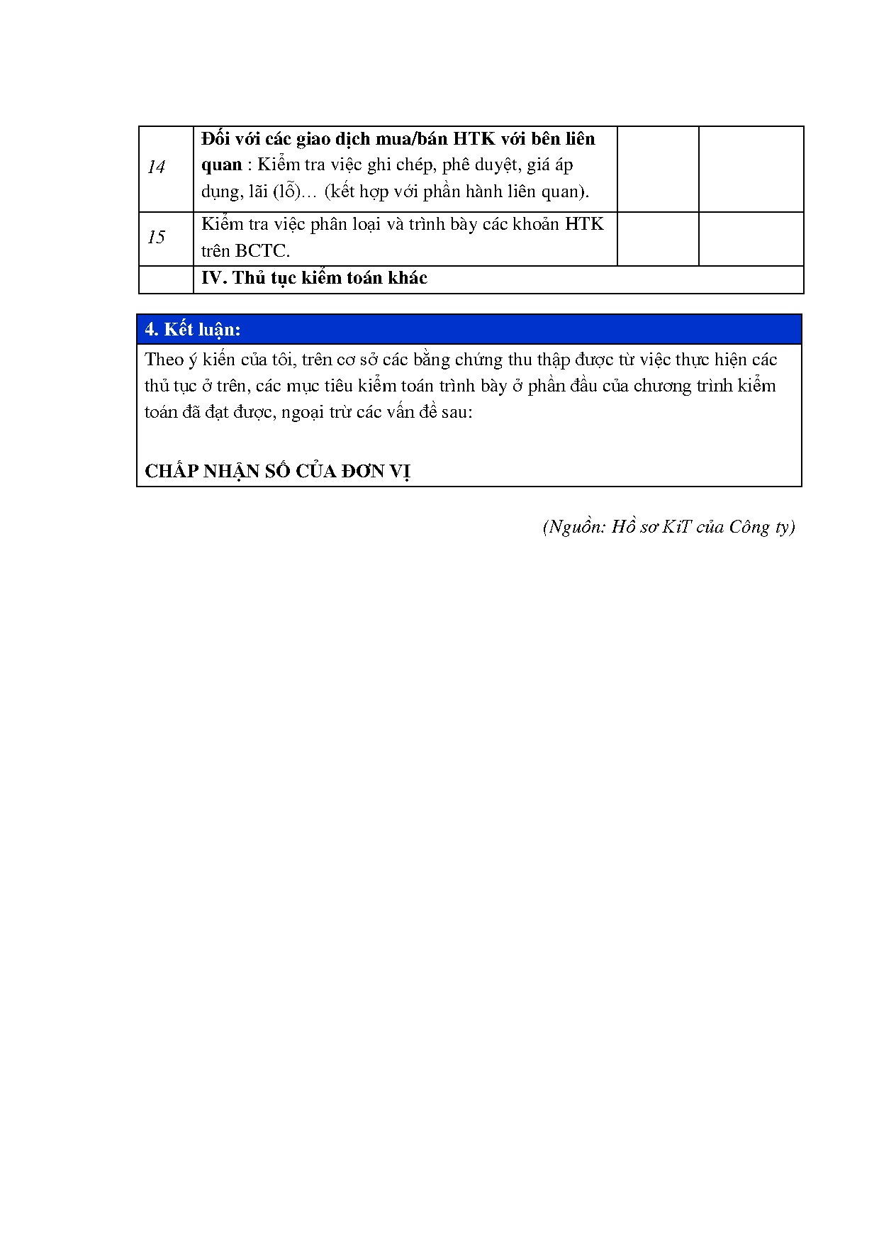 Đồ án tốt nghiệp - Hoàn thiện quy trình kiểm toán khoản mục hàng tồn kho trong kiểm TBCTCTCTTKT . - Trang 120