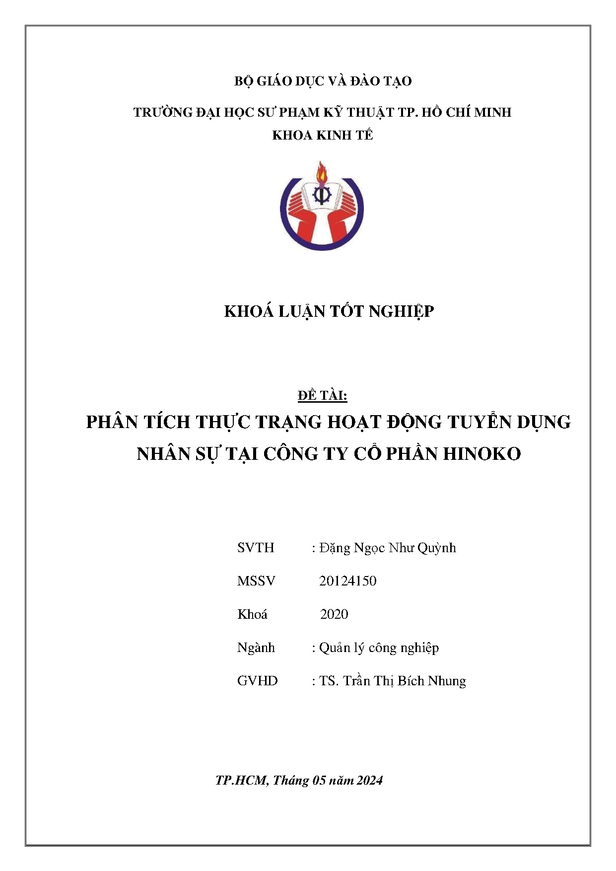 Đồ án tốt nghiệp - Phân tích thực trạng hoạt động tuyển dụng nhân sự tại Công ty cổ phần Hinoko
