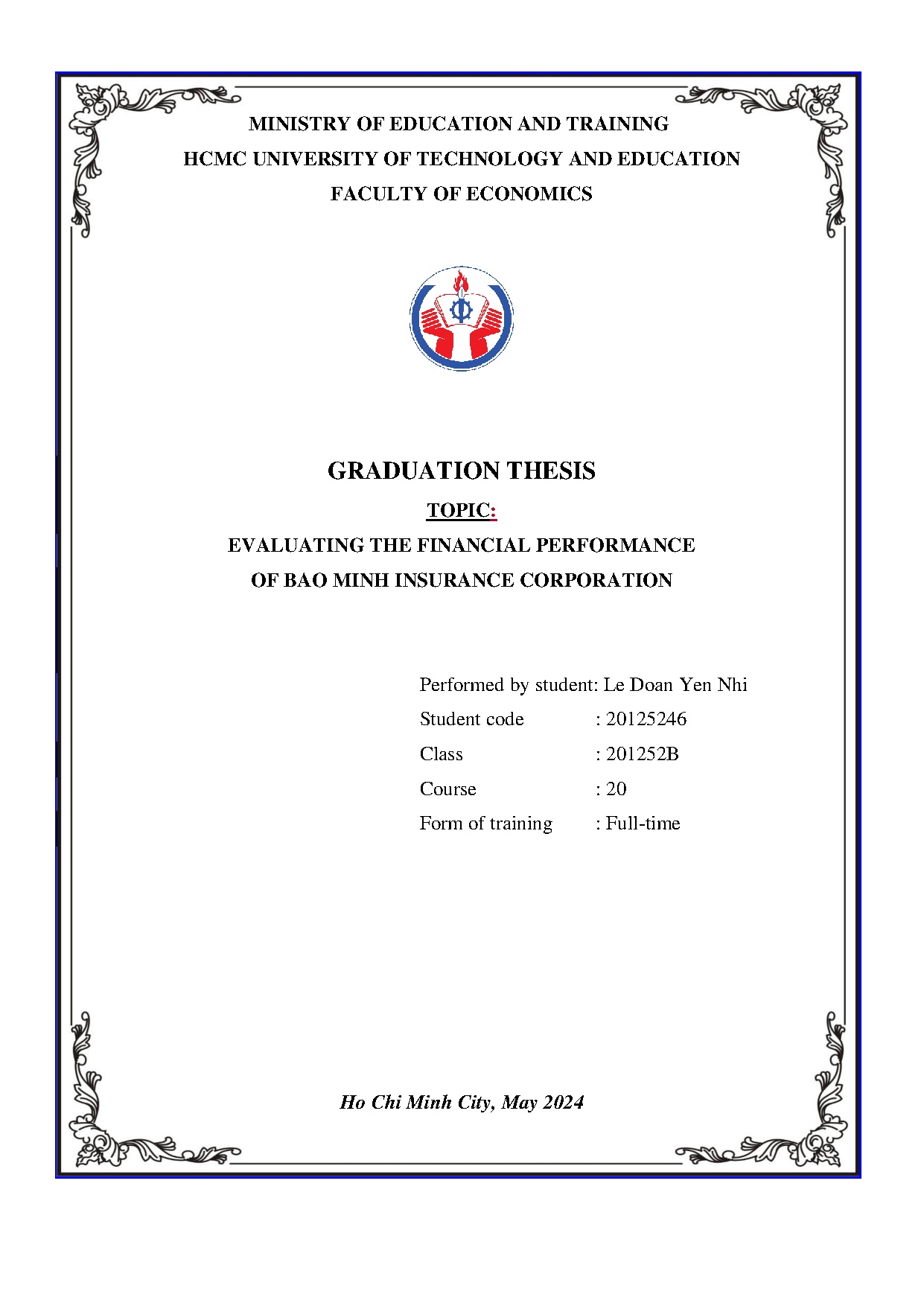 Đồ án tốt nghiệp - Evaluating the financial performance of Bao Minh insurance corporation