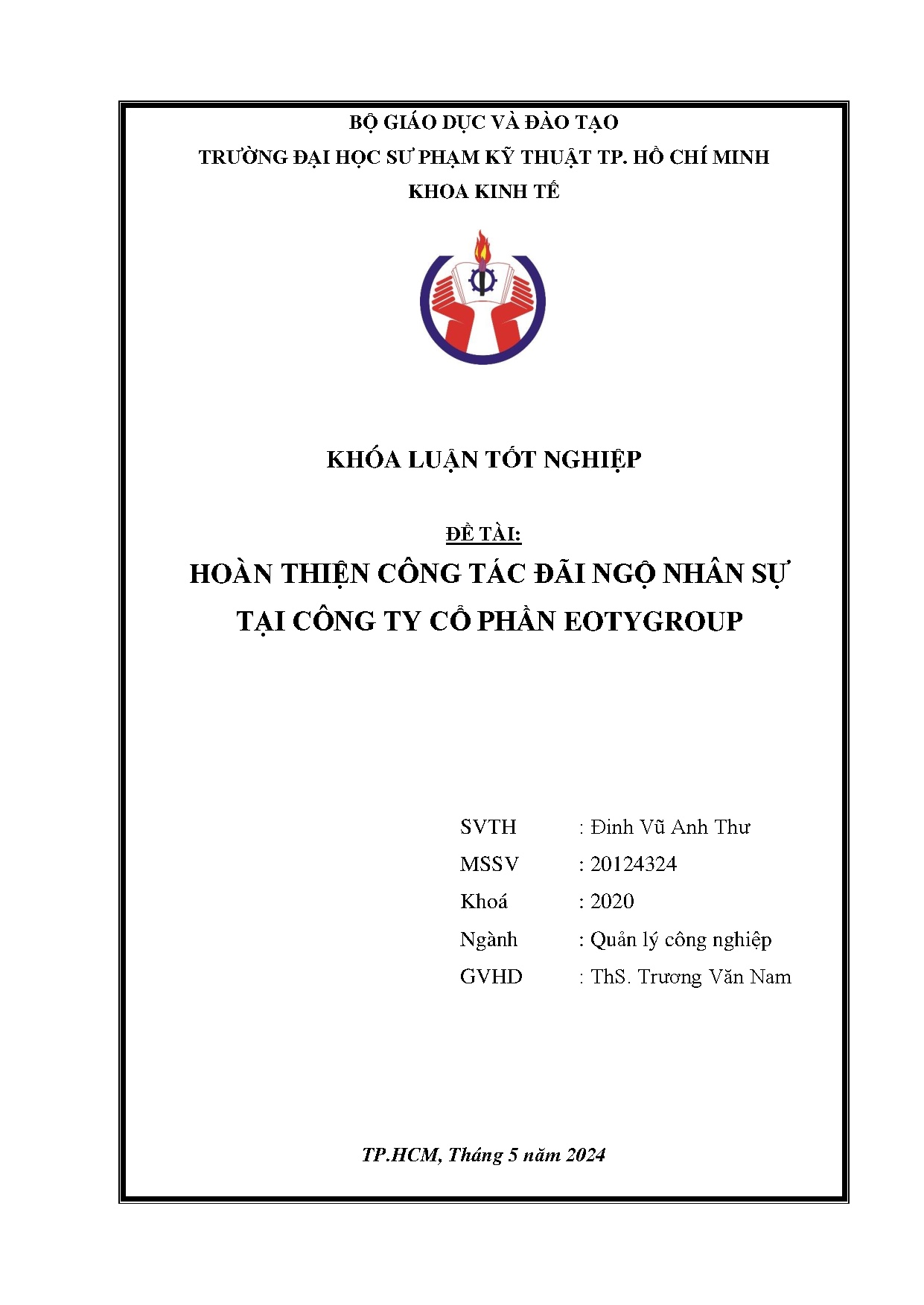 Đồ án tốt nghiệp - Hoàn thiện công tác đãi ngộ nhân sự tại Công ty cổ phần Eotygroup