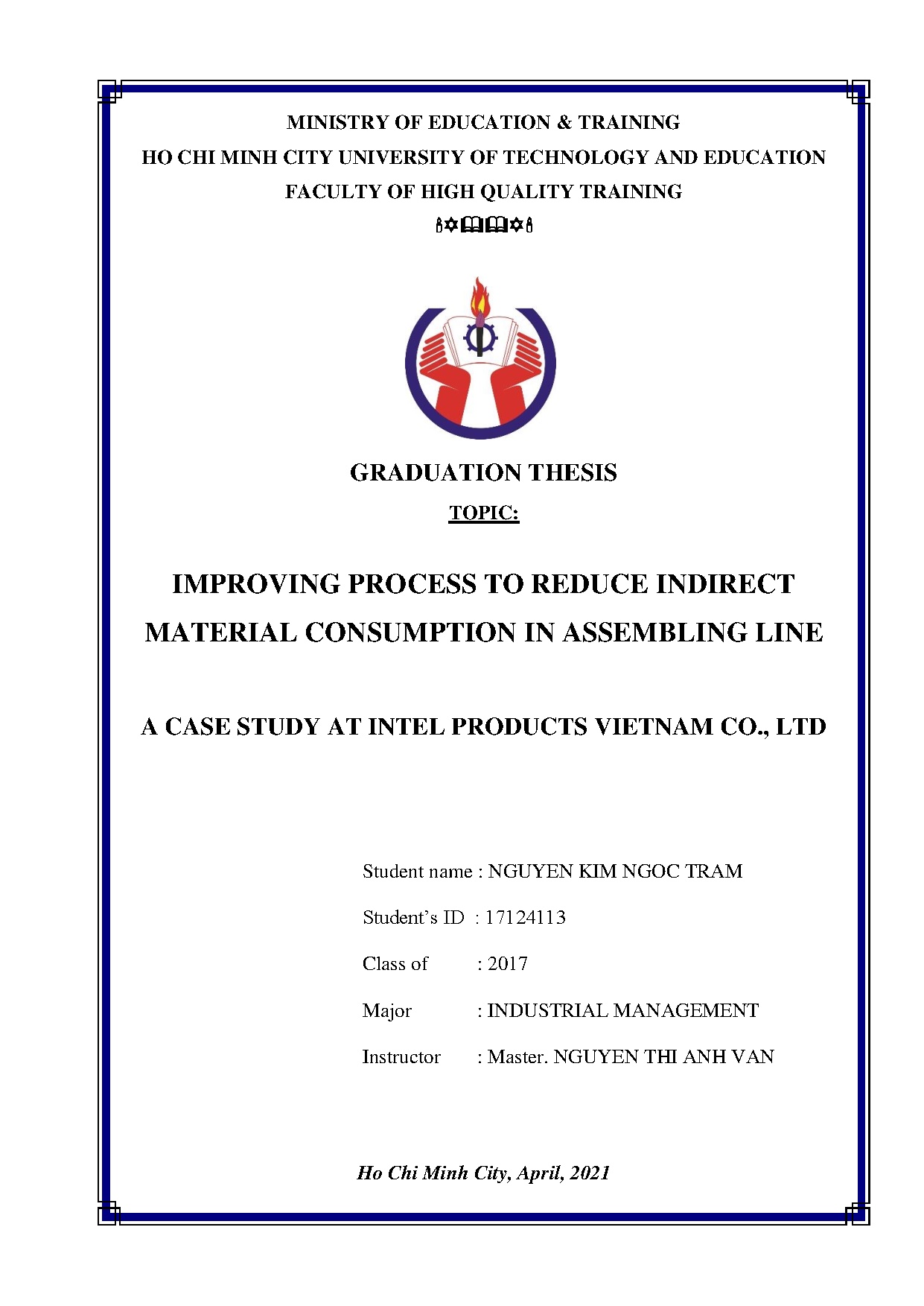 Đồ án tốt nghiệp - Improving process to reduce indirect material consumption in AL a CSAIPVCL