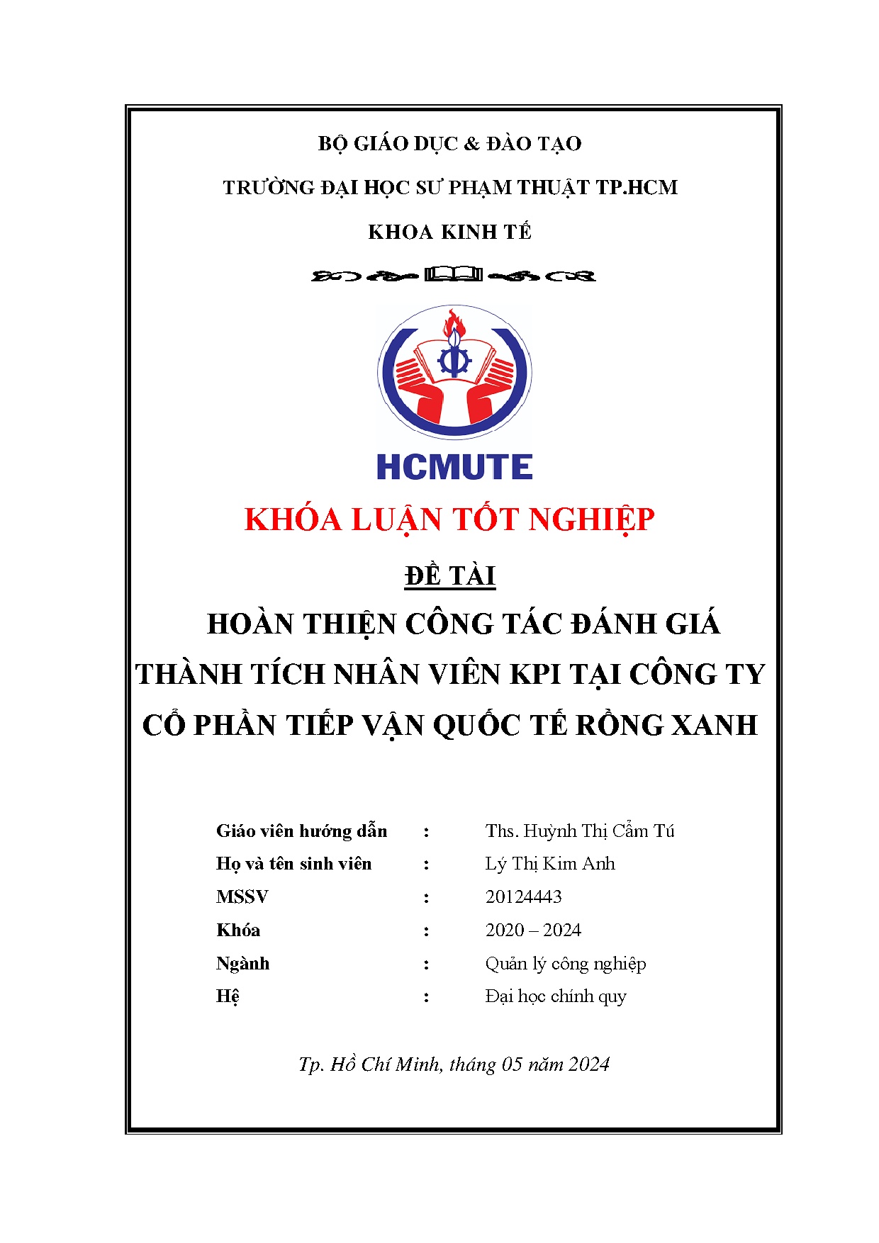 Đồ án tốt nghiệp - Hoàn thiện công tác đánh giá thành tích nhân viên KPI tại Công ty cổ phần TVQTRX