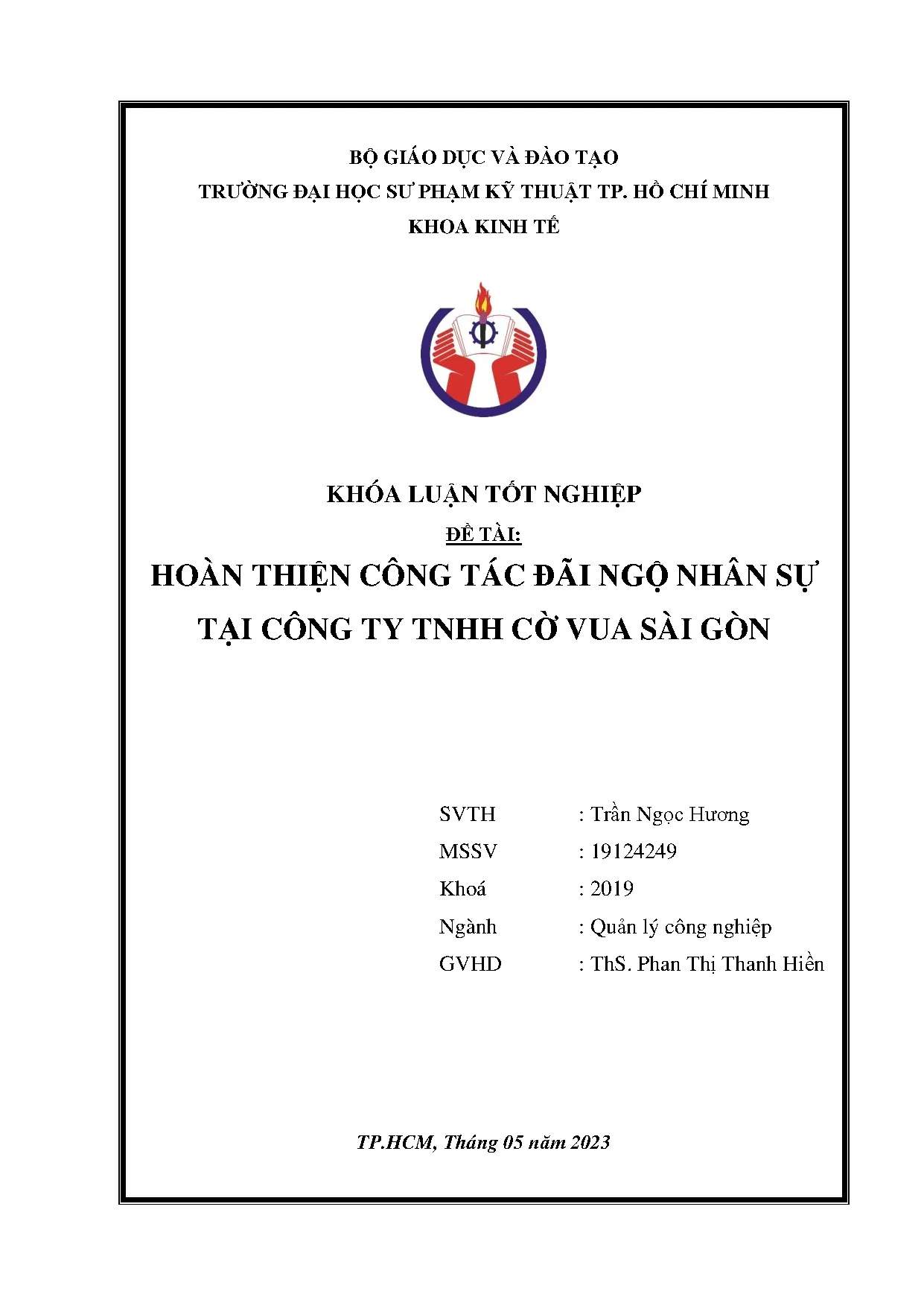 Đồ án tốt nghiệp - Hoàn thiện công tác đãi ngộ nhân sự tại Công ty TNHH Cờ Vua Sài Gòn