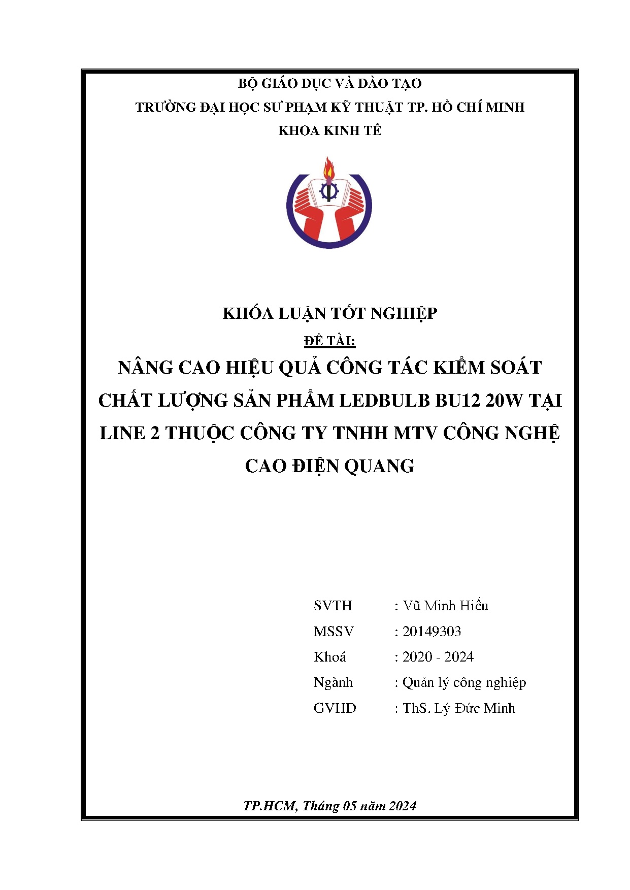 Đồ án tốt nghiệp - Nâng cao hiệu quả công tác kiểm soát chất lượng sản phẩm LB 2 TL 2 TCTTMCNCĐQ