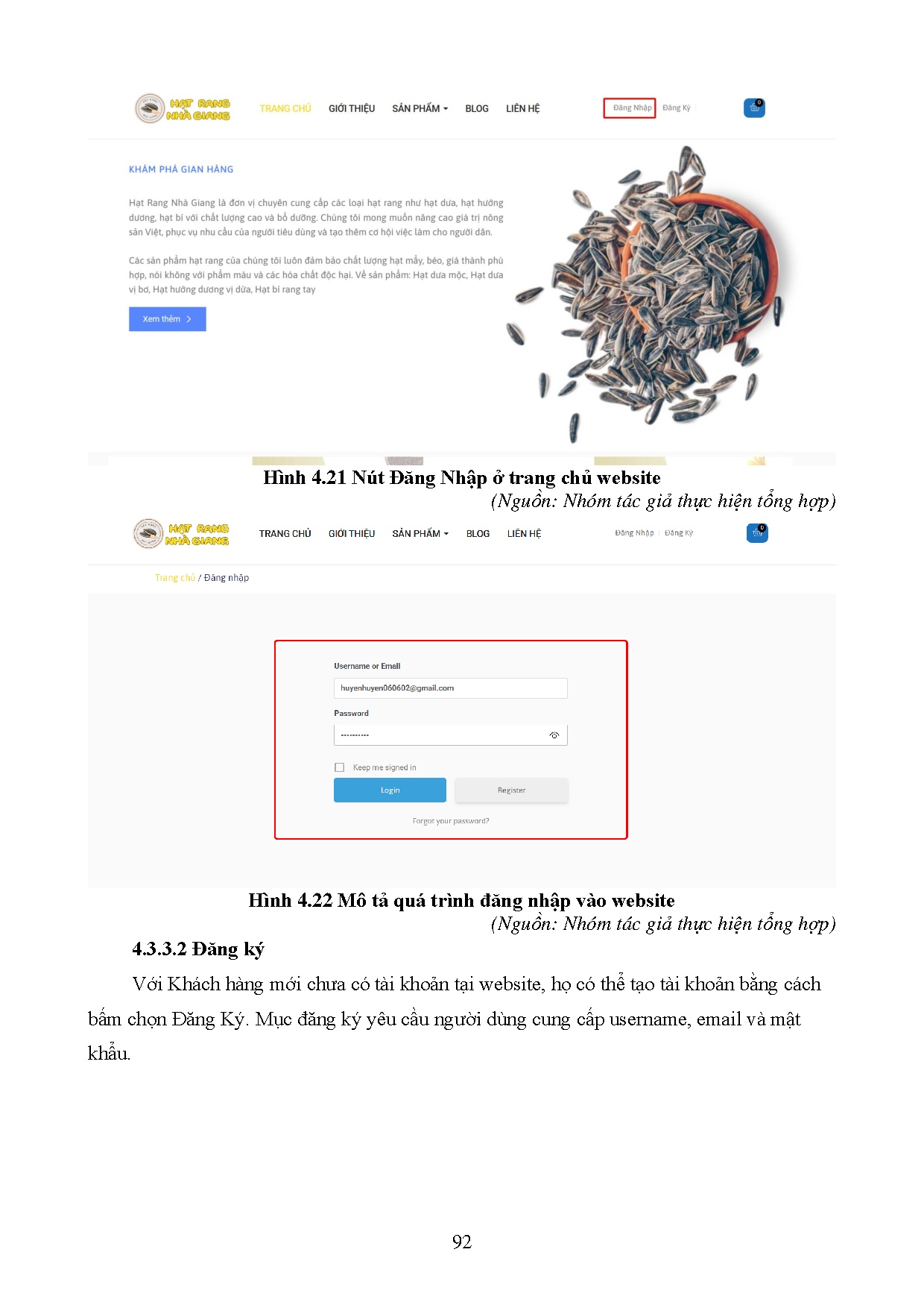 Đồ án tốt nghiệp - Xây dựng và phát triển dự án kinh doanh online hạt rang Nhà Giang - Trang 105