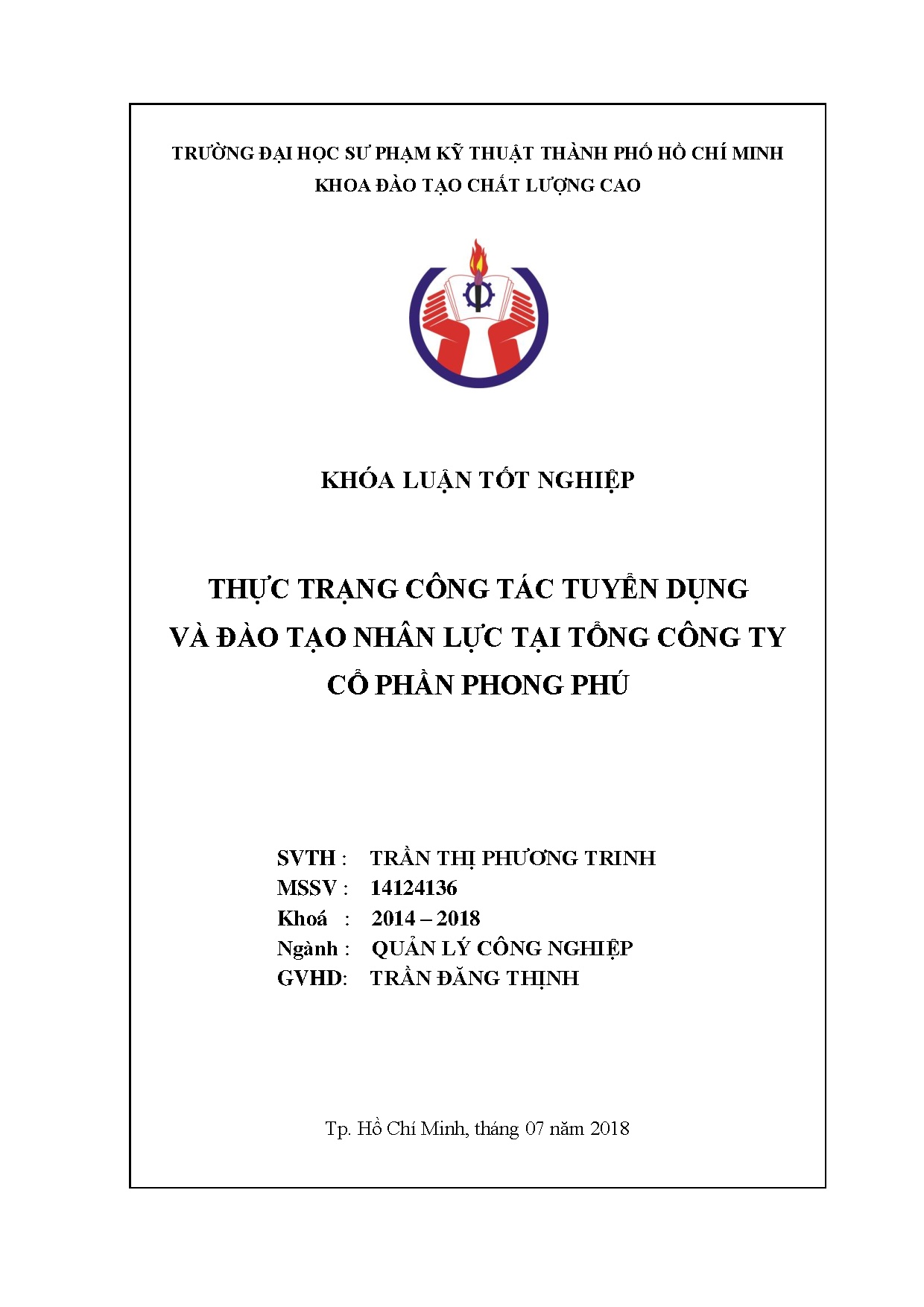 Đồ án tốt nghiệp - Thực trạng công tác tuyển dụng và đào tạo nhân lực tại tổng Công ty Cổ phần PP