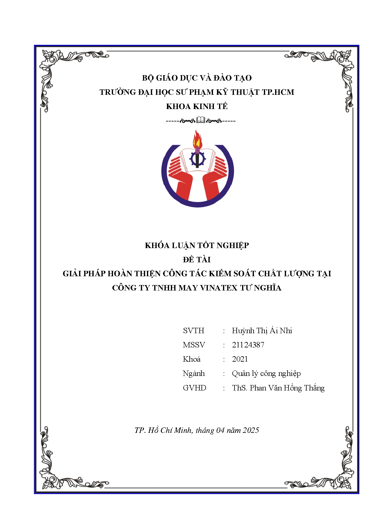 Đồ án tốt nghiệp - Giải pháp hoàn thiện công tác kiểm soát chất lượng tại Công ty TNHH May VTN