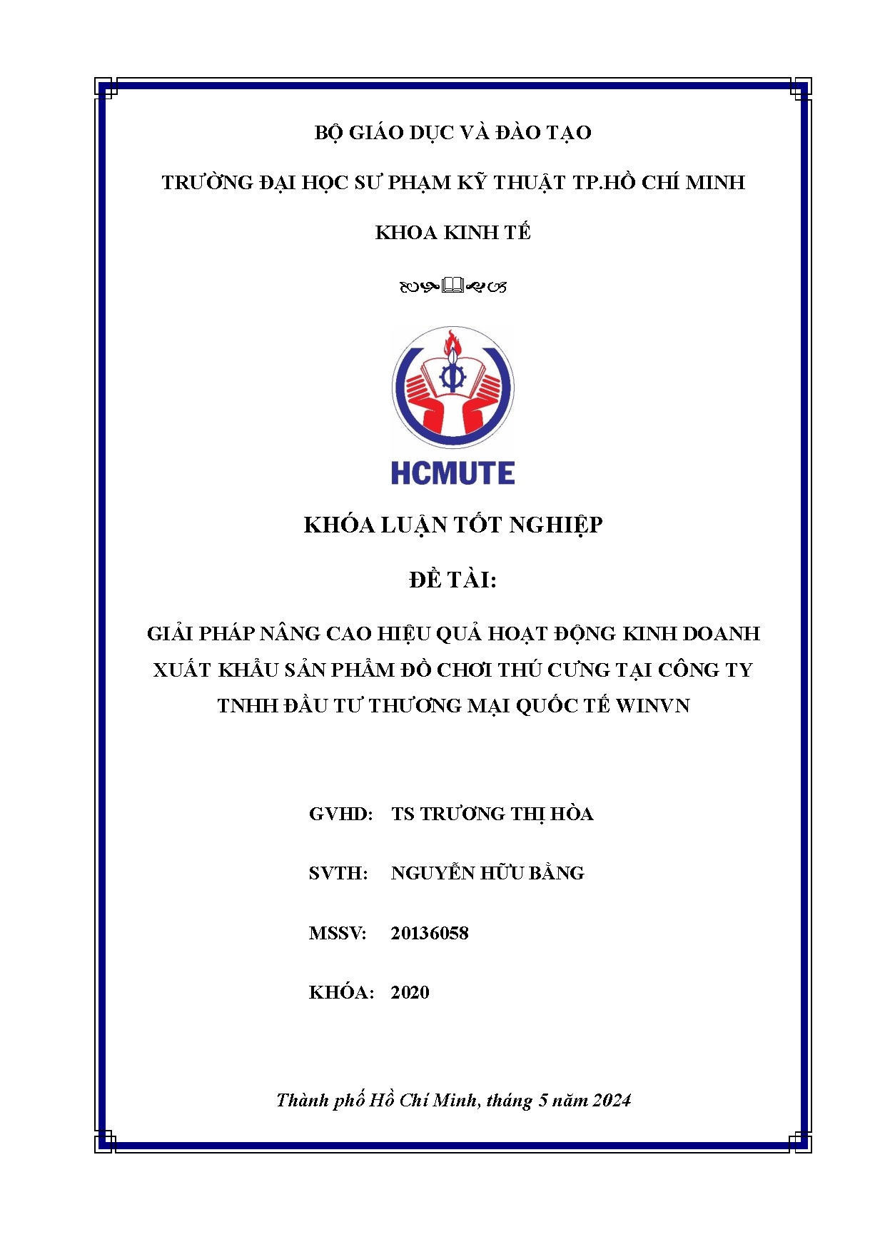 Đồ án tốt nghiệp - Giải pháp nâng cao hiệu quả hoạt động kinh doanh xuất khẩu sản PĐCTCTCTTĐTTMQTW