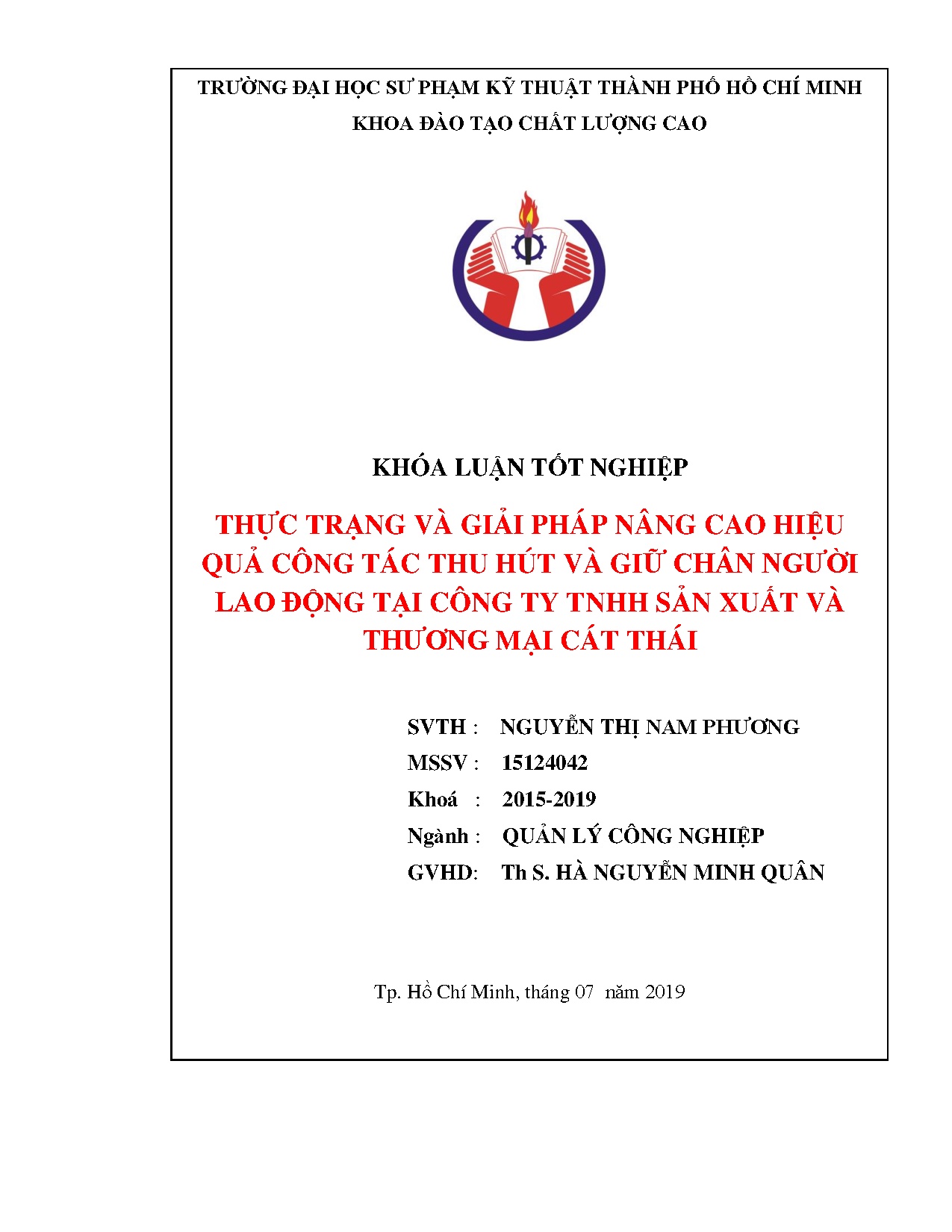 Đồ án tốt nghiệp - Thực trạng và giải pháp nâng cao tính hiệu quả công tác thu hút VGCNLĐTCTTSXVTMCT