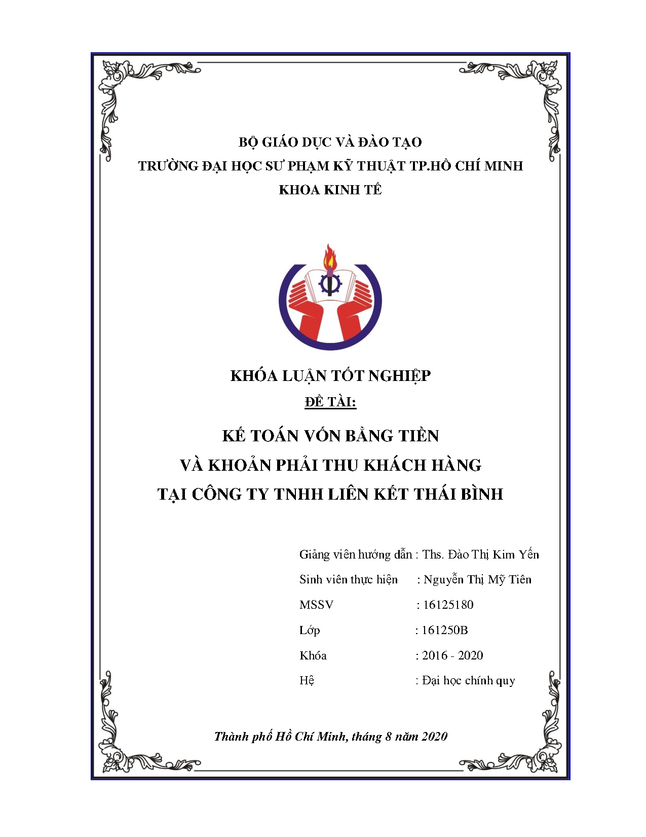 Đồ án tốt nghiệp - Kế toán vốn bằng tiền và khoản phải thu khánh hàng tại Công ty TNHH liên kết TB