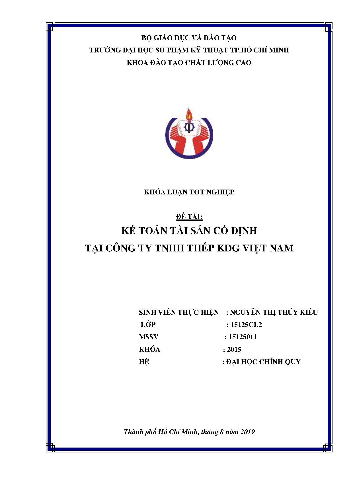 Đồ án tốt nghiệp - Kế toán tài sản cố định tại công ty TNHH Thép KDG Việt Nam