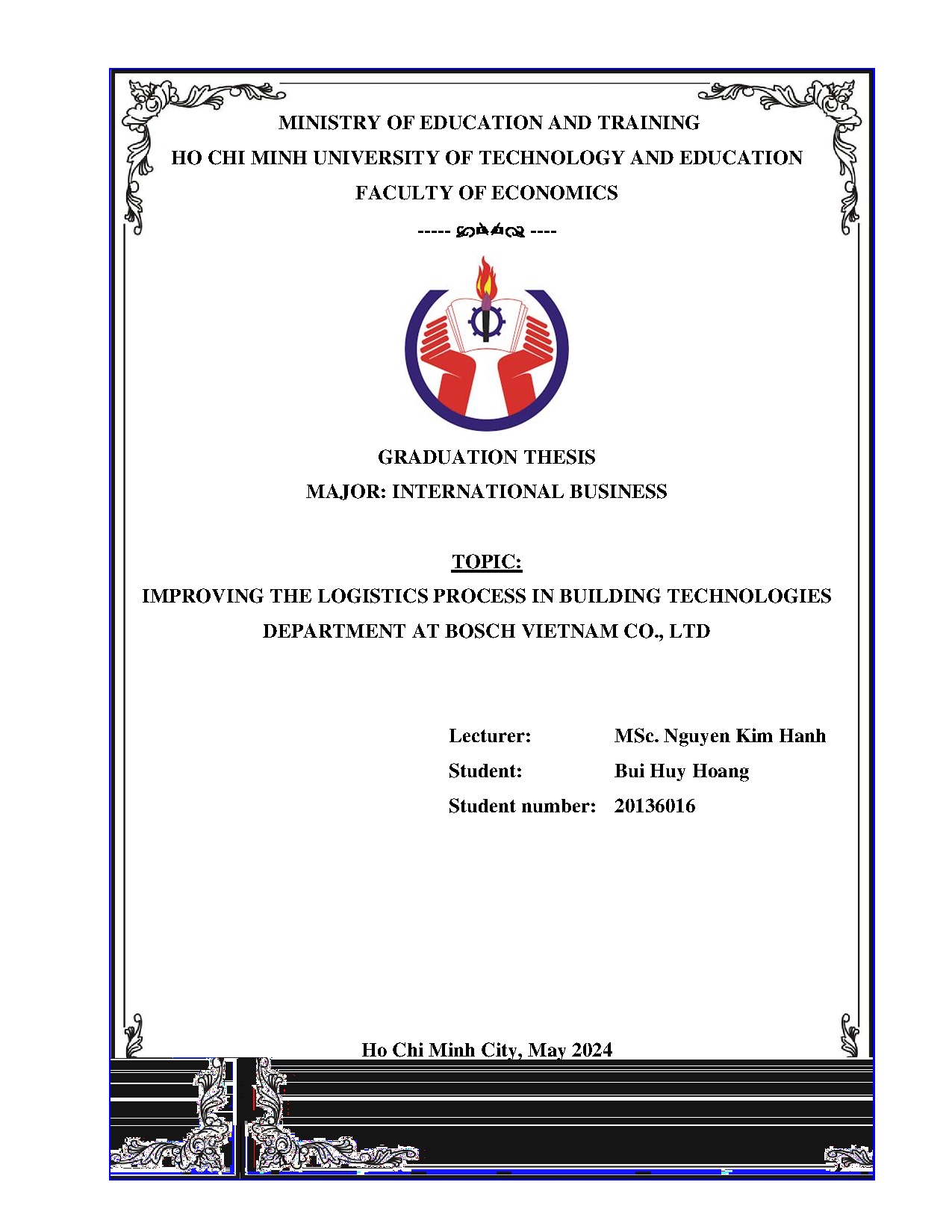 Đồ án tốt nghiệp - Improving the logistics process in building technologies department at Bosch VCL