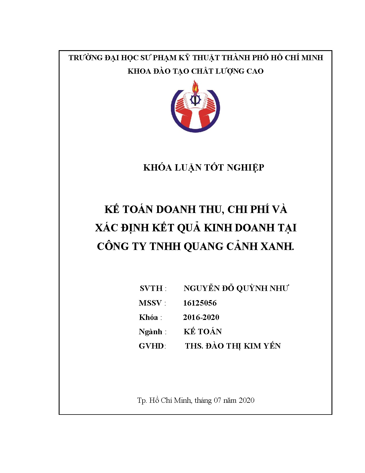 Đồ án tốt nghiệp - Kế toán doanh thu, chi phí và xác định kết quả kinh doanh tại Công ty TNHH QCX