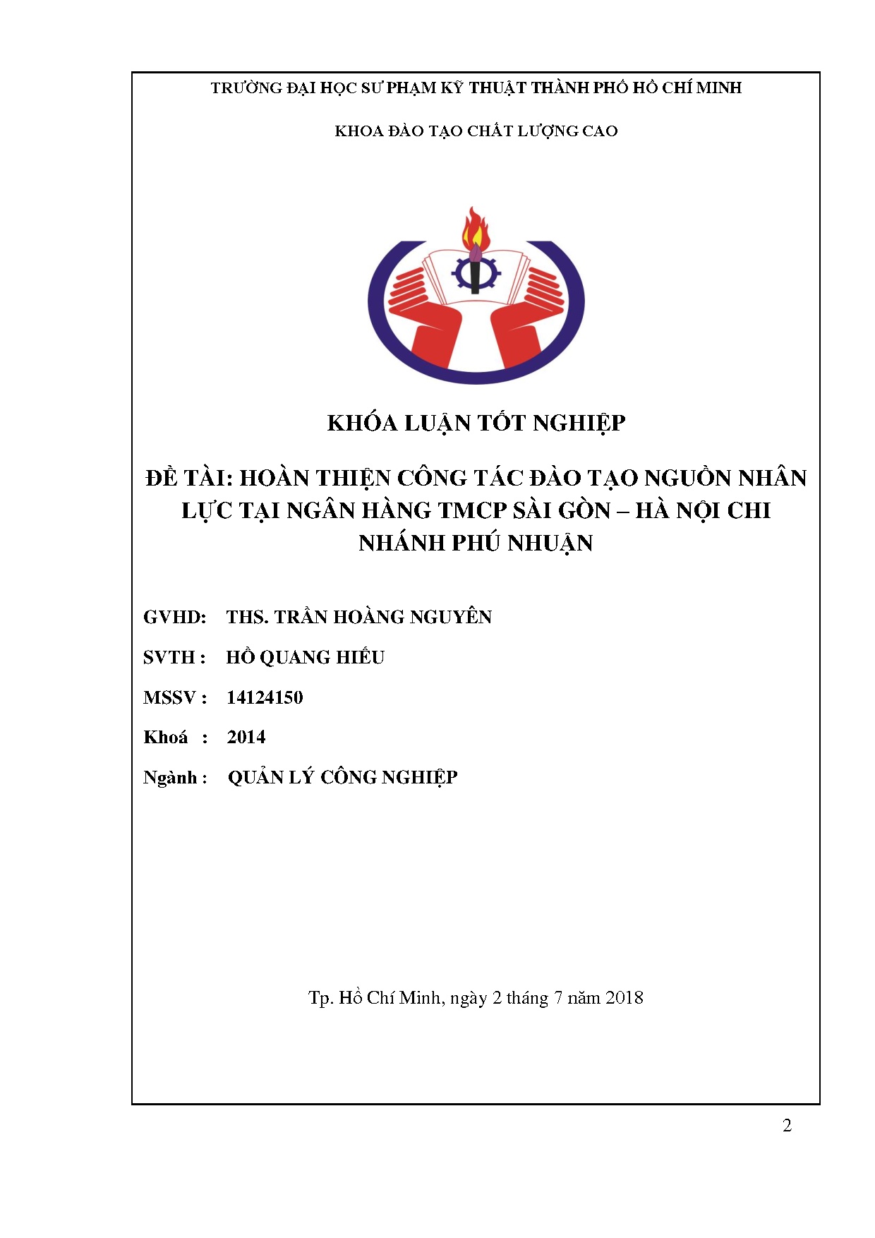 Đồ án tốt nghiệp - Hoàn thiện công tác đào tạo nguồn nhân lực tại Ngân hàng TMCP Sài Gòn - Hà NCNPN