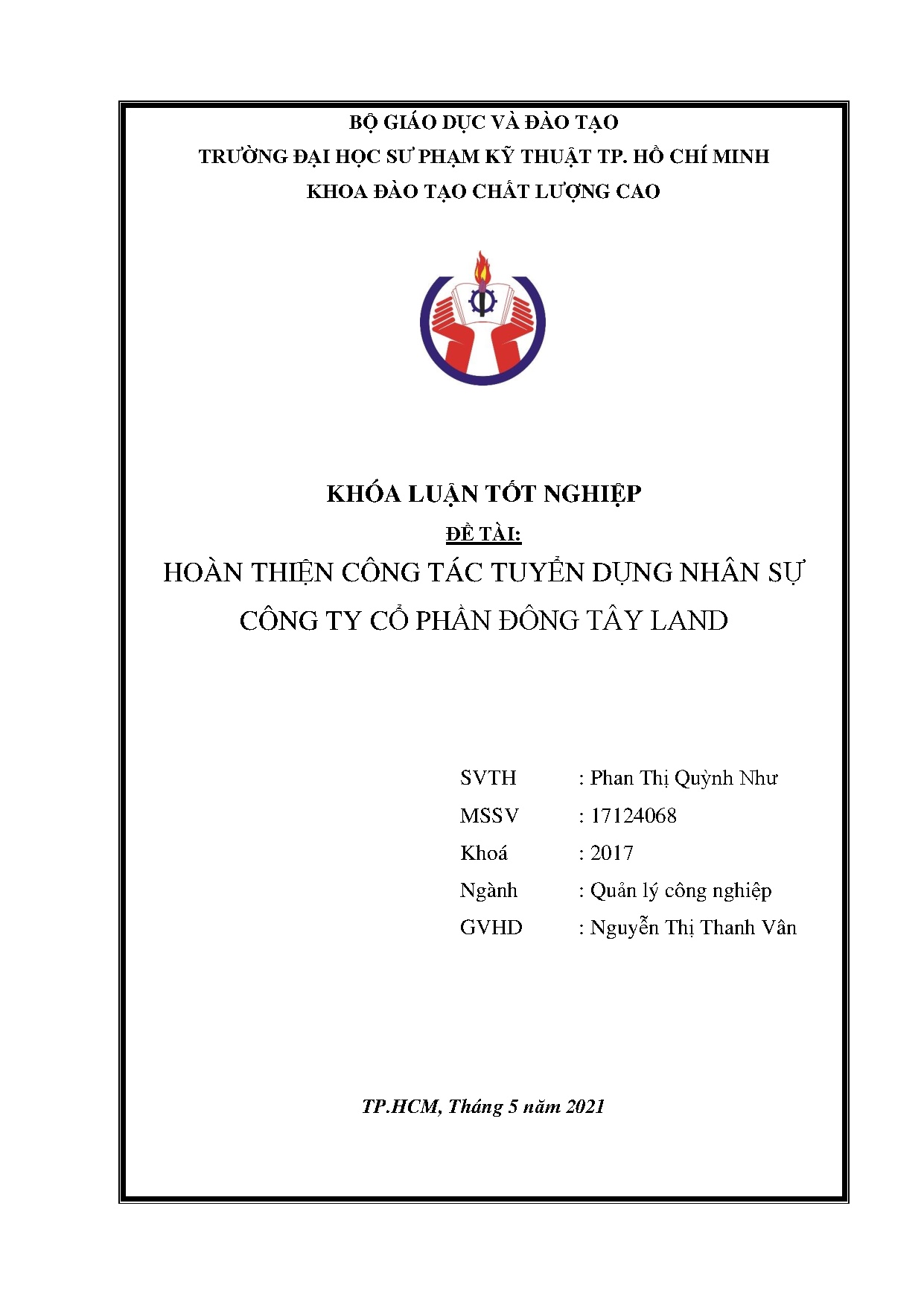 Đồ án tốt nghiệp - Hoàn thiện công tác tuyển dụng nhân sự Công ty Cổ phần Đông Tây Land