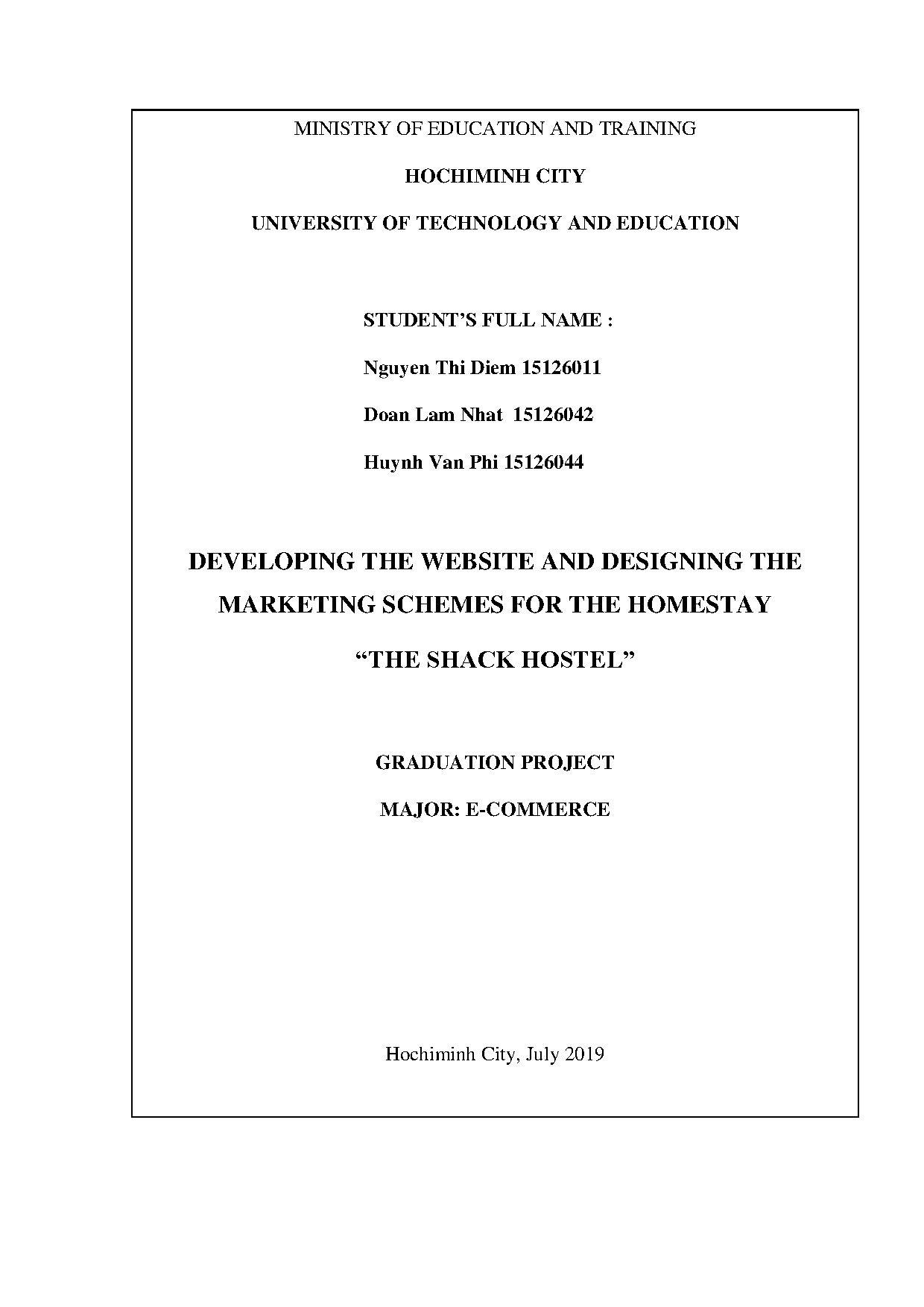 Đồ án tốt nghiệp - Xây dựng website và phát triển kế hoạch marketing cho Homestay The Shack Hostel