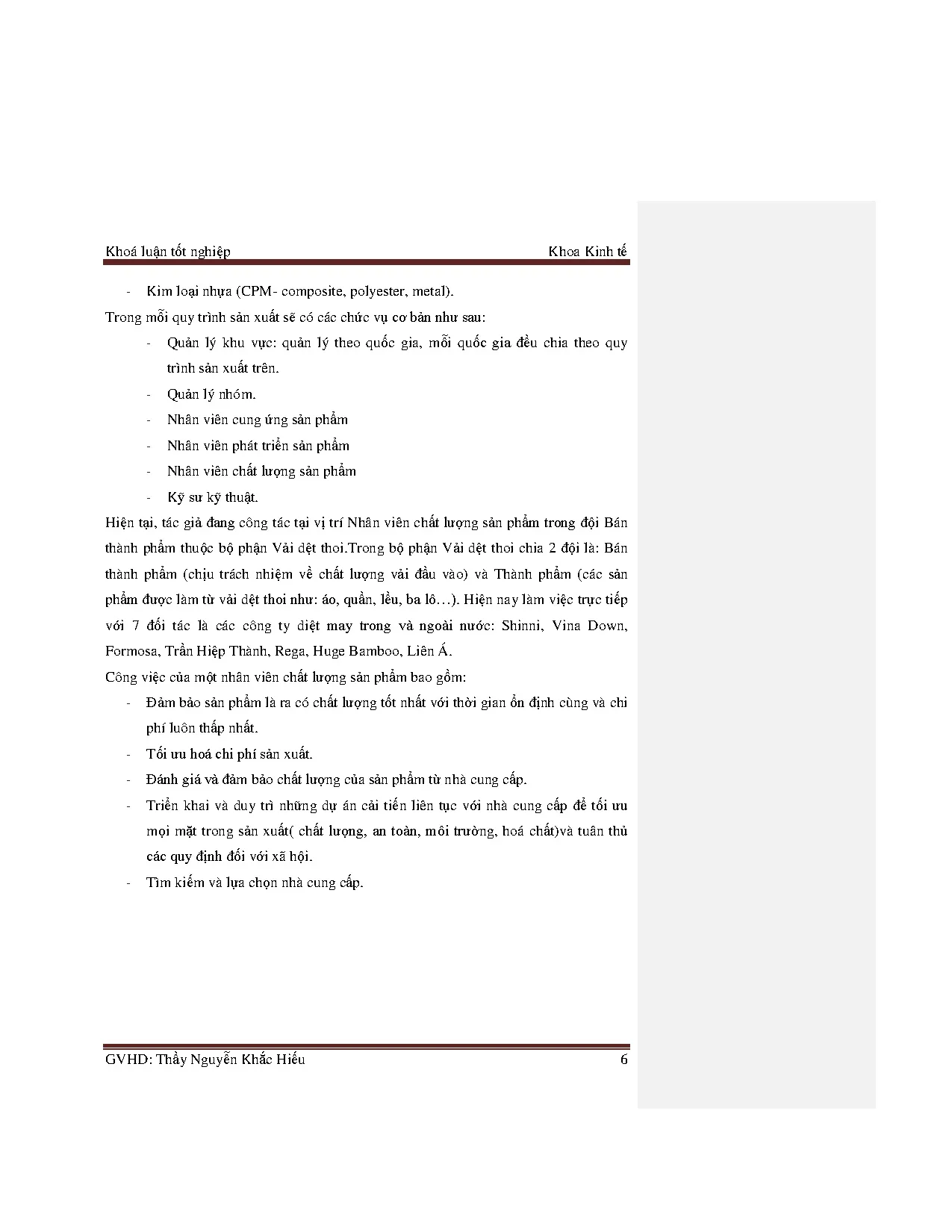 Đồ án tốt nghiệp - Cải tiến quy trình kiểm soát chất lượng của bộ phận vải dệt thoi tại Công ty TDVN - Trang 14