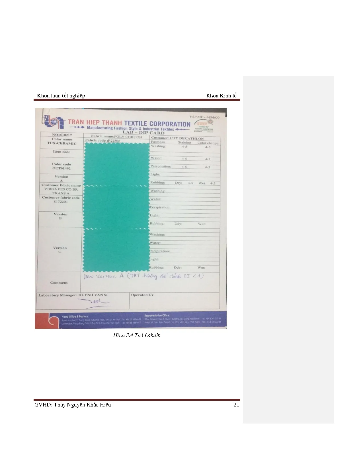 Đồ án tốt nghiệp - Cải tiến quy trình kiểm soát chất lượng của bộ phận vải dệt thoi tại Công ty TDVN - Trang 29