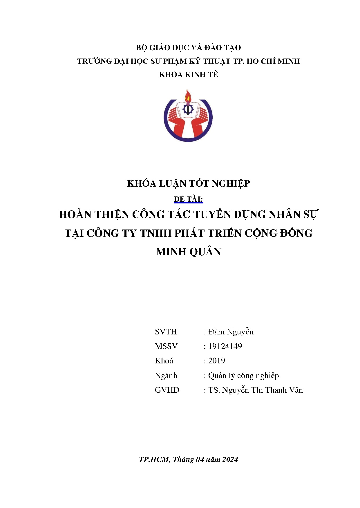 Đồ án tốt nghiệp - Hoàn thiện công tác tuyển dụng nhân sự tại Công ty TNHH phát triển cộng đồng MQ