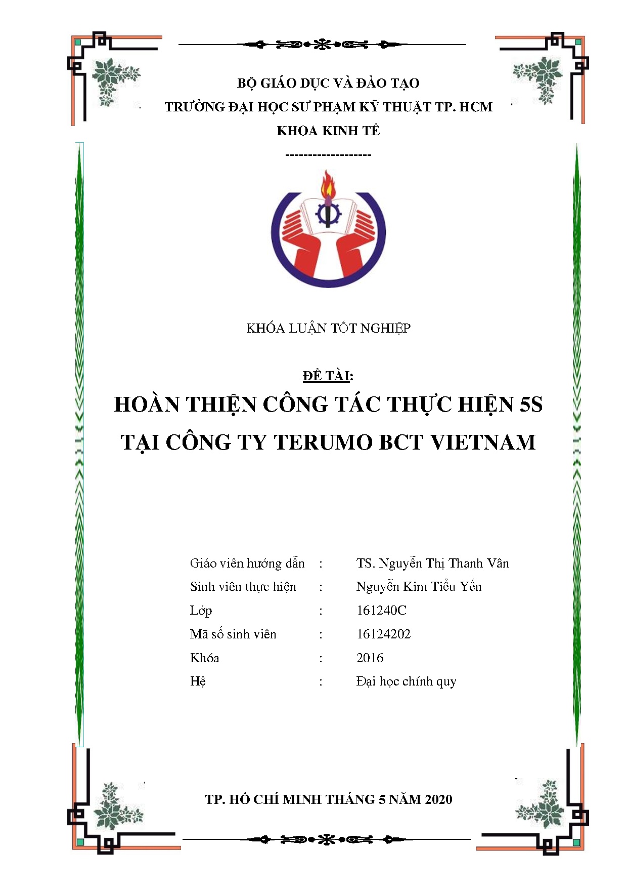 Đồ án tốt nghiệp - Hoàn thiện công tác thực hiện 5S tại Công ty TERUMO BCT Vietnam