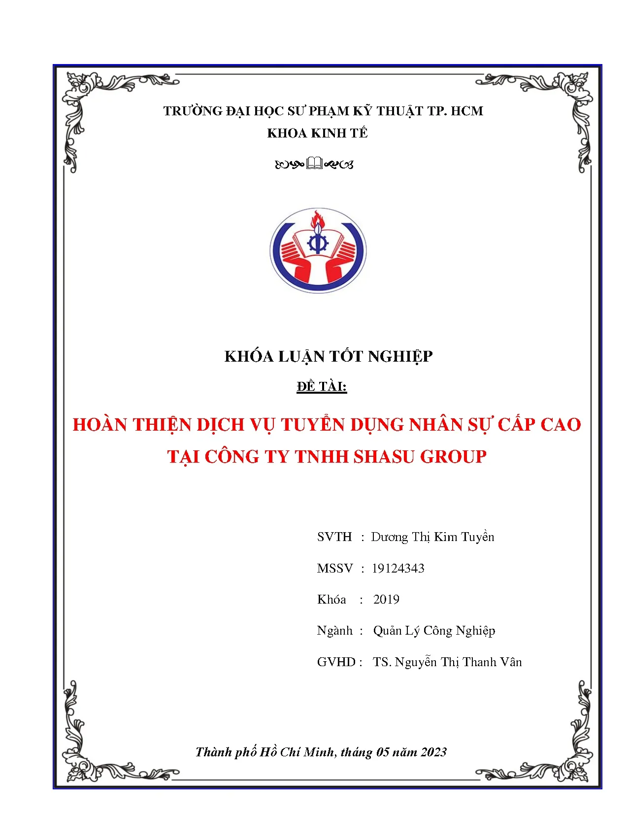 Đồ án tốt nghiệp - Hoàn thiện dịch vụ tuyển dụng nhân sự cấp cao tại Công ty TNHH Shasu Group