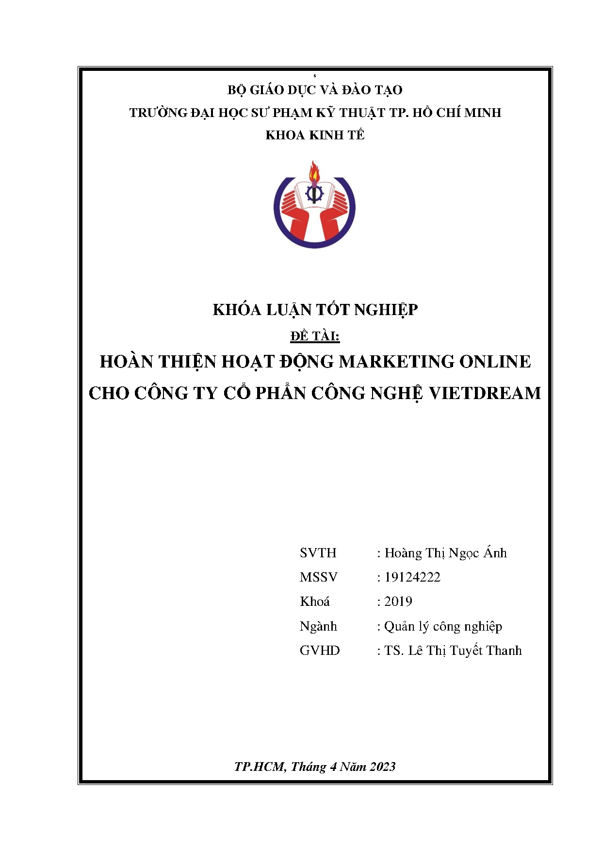 Đồ án tốt nghiệp - Hoàn thiện hoạt động Marketing online cho Công ty cổ phần công nghệ Vietdream