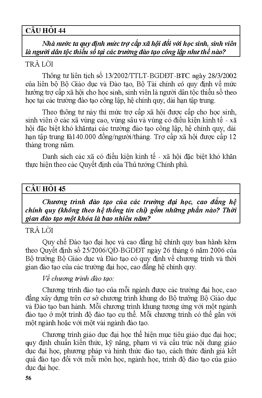 Giáo trình 80 Câu hỏi quản lý Nhà nước về giáo dục và đào tạo (HCMUTE) - Trang 56