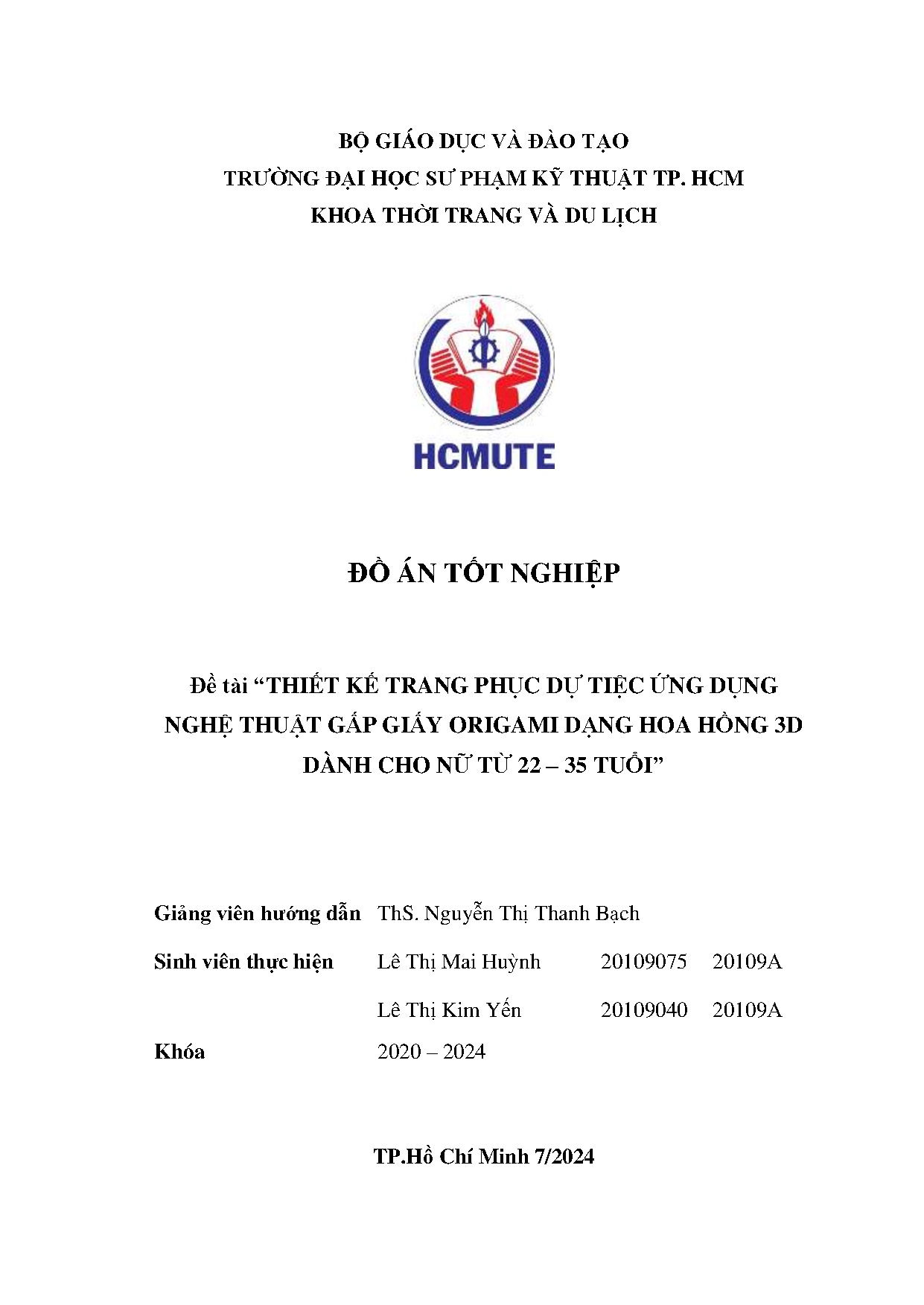 Đồ án tốt nghiệp - Thiết kế trang phục dự tiệc ứng dụng nghệ thuật gấp giấy origami DHH 3 DCNT 2 T